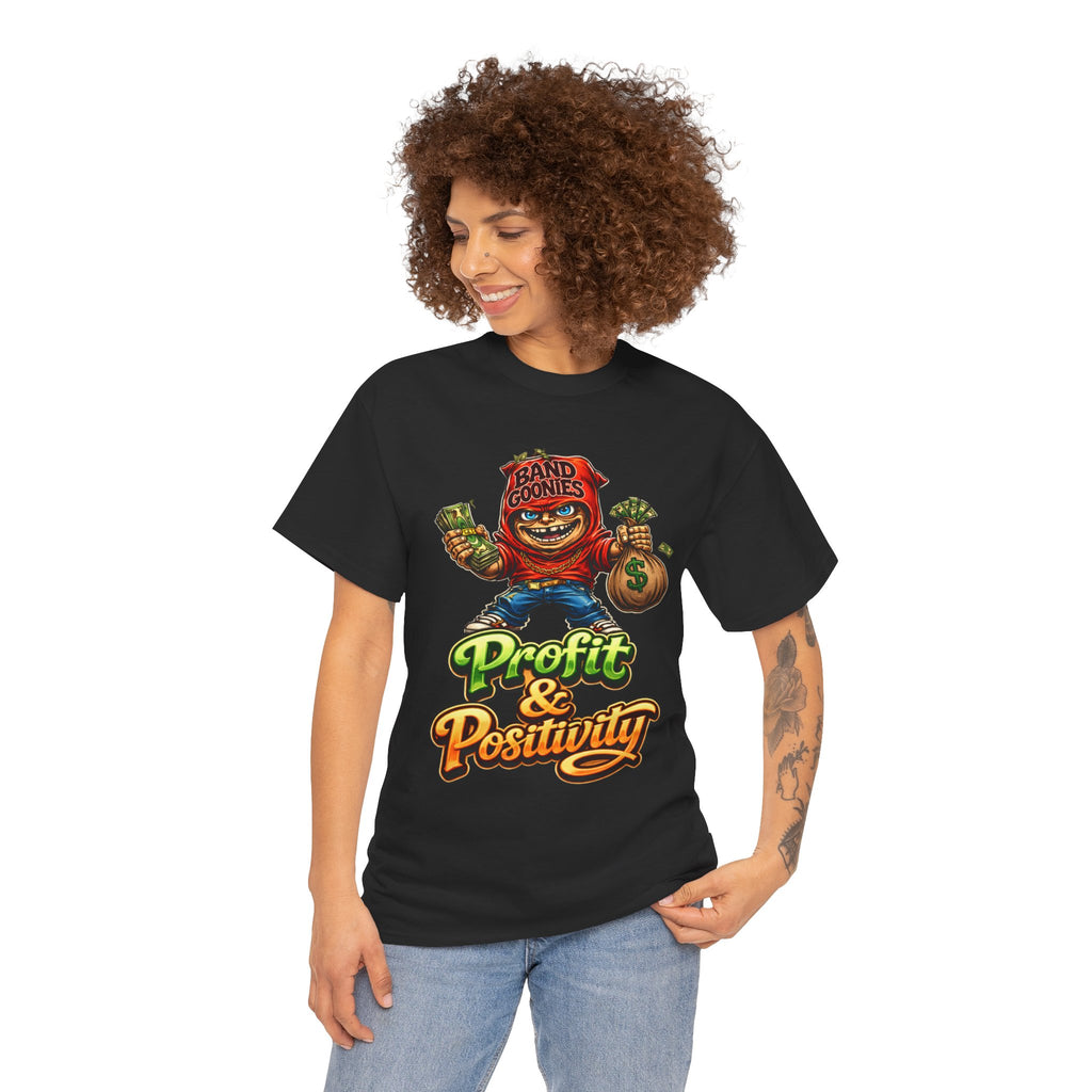 Heavy Cotton T-Shirt | Red Goonie "Profit & Positivity"