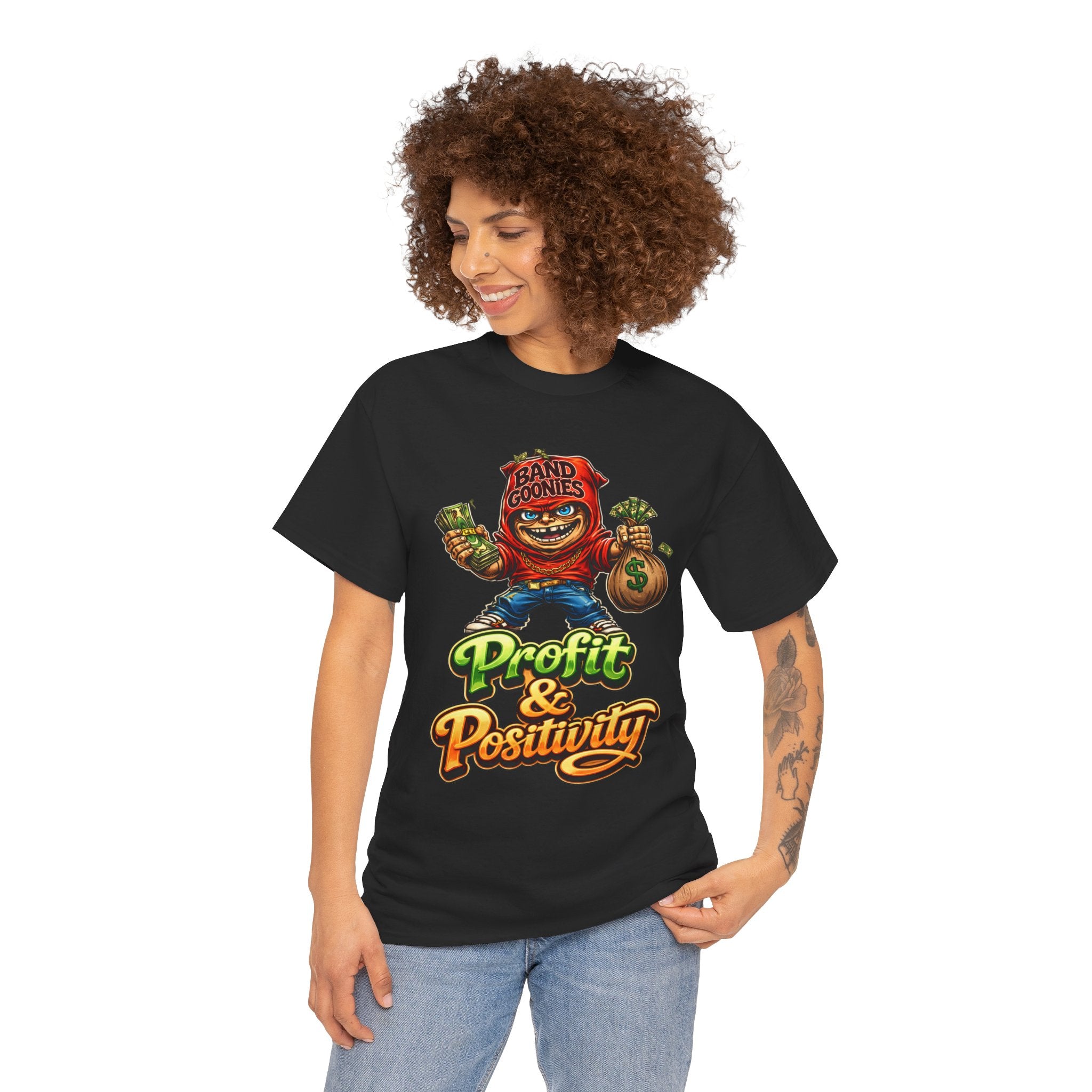 Heavy Cotton T-Shirt | Red Goonie "Profit & Positivity"