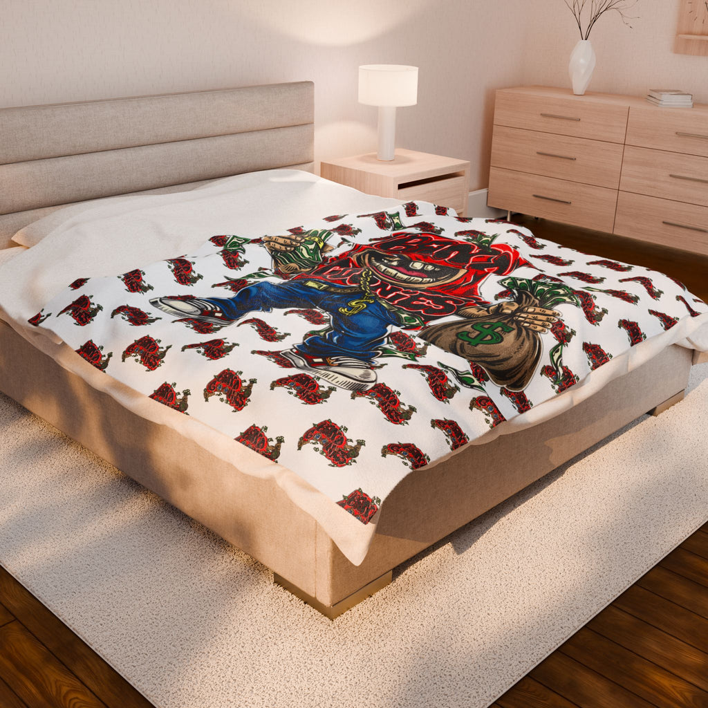 Velveteen Plush Blanket (White) | Red Goonie (60" x 80")