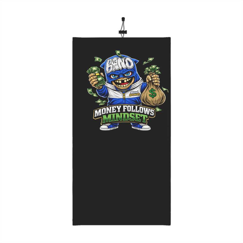 Winter Neck Gaiter with Drawstring | Blue Goonie "Money Follows Mindset"