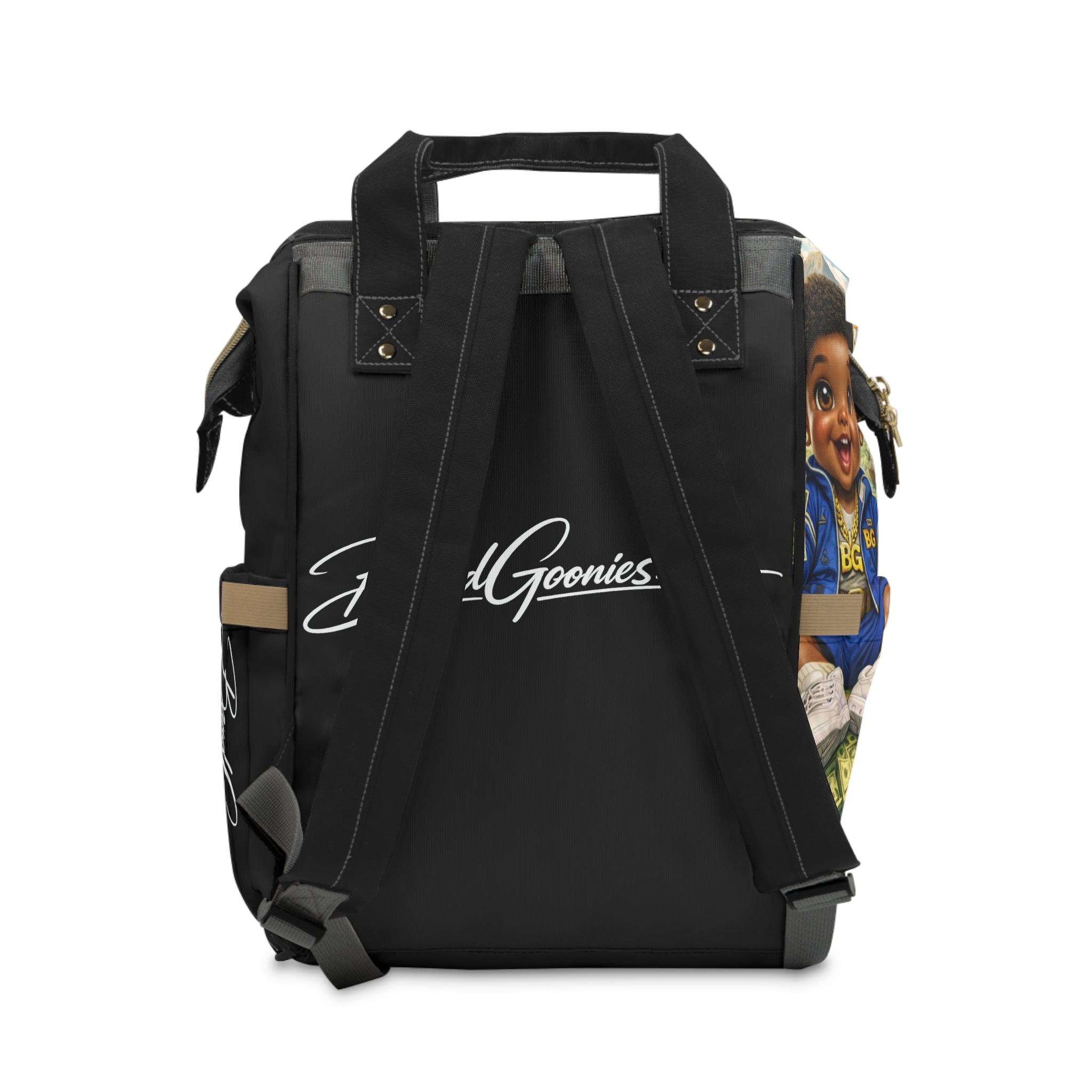 Multifunctional Diaper Backpack (Black) | Safari BG Babies "Parrots & Pape"