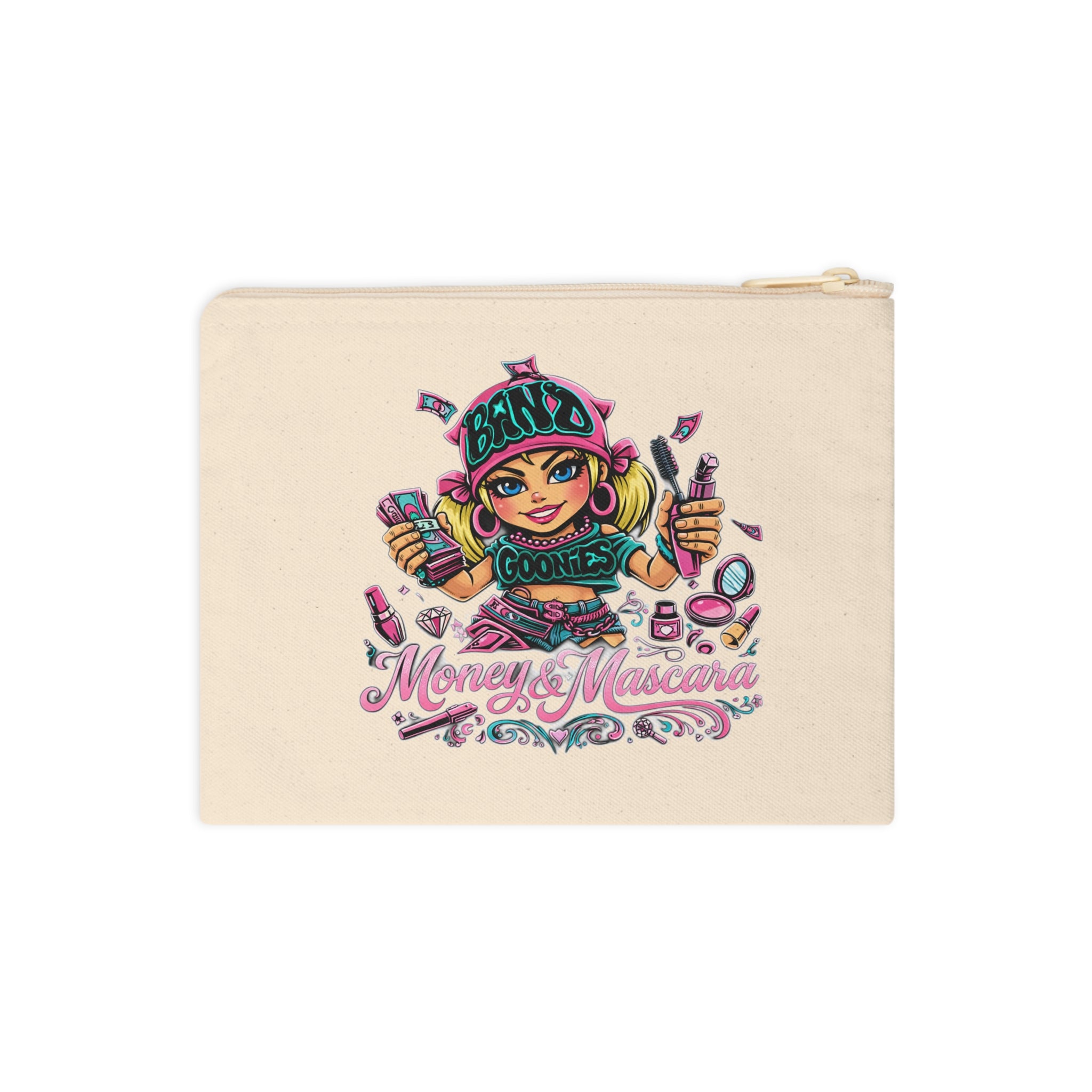 Accessory Zipper Pouch | Pink Girl Goonie "Money & Mascara"