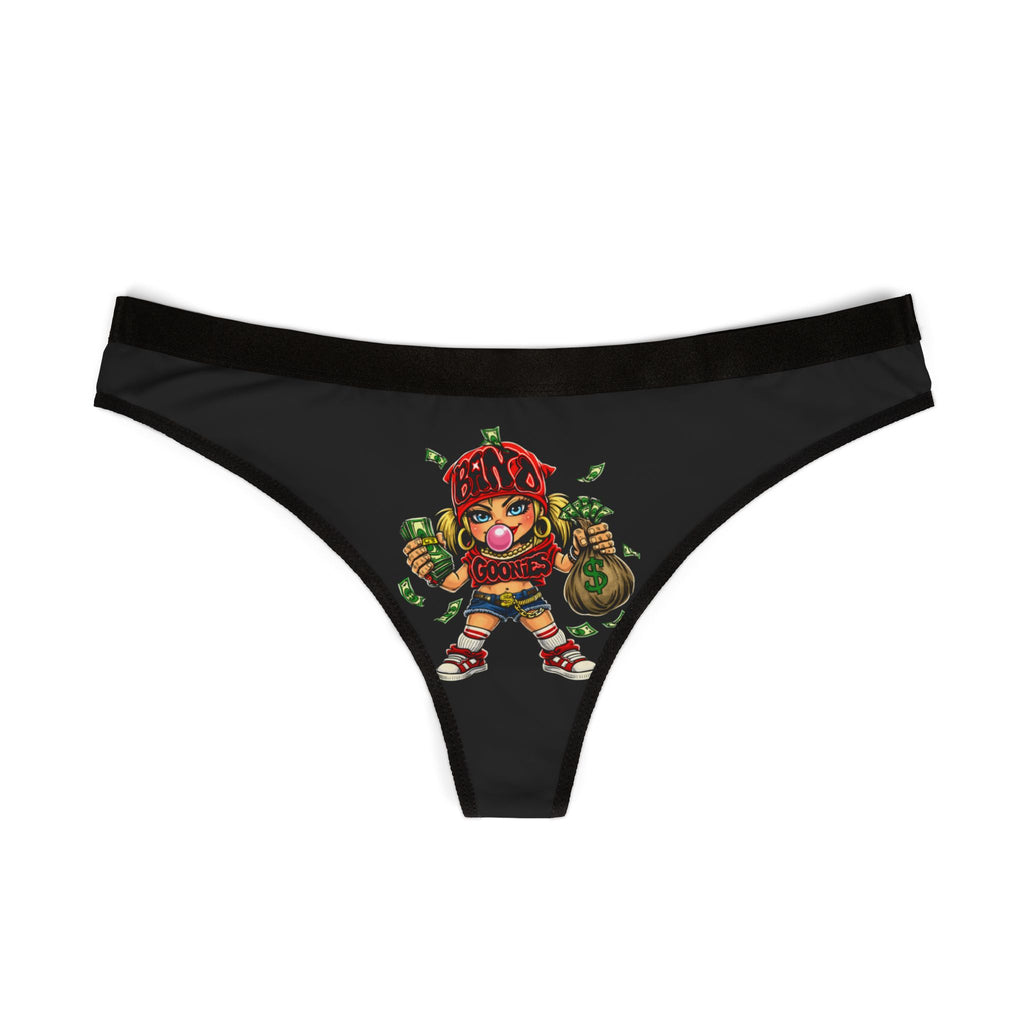 Women's Thongs (Black) | Red Girl goonie "Bubblegum Girl"
