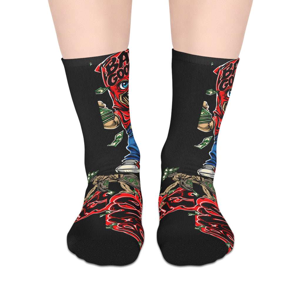Black & Red Mid-length Socks