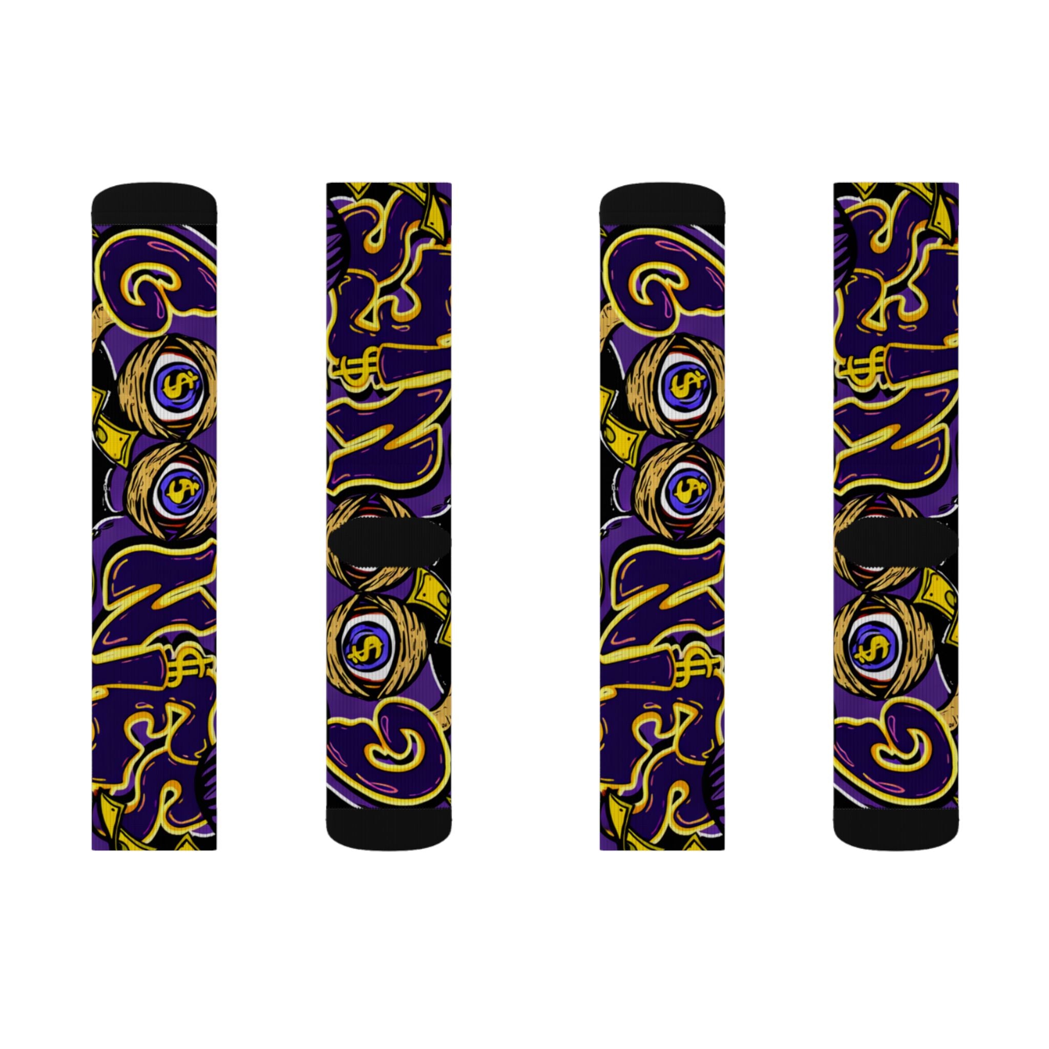 Purple & Yellow Band Goonie Socks