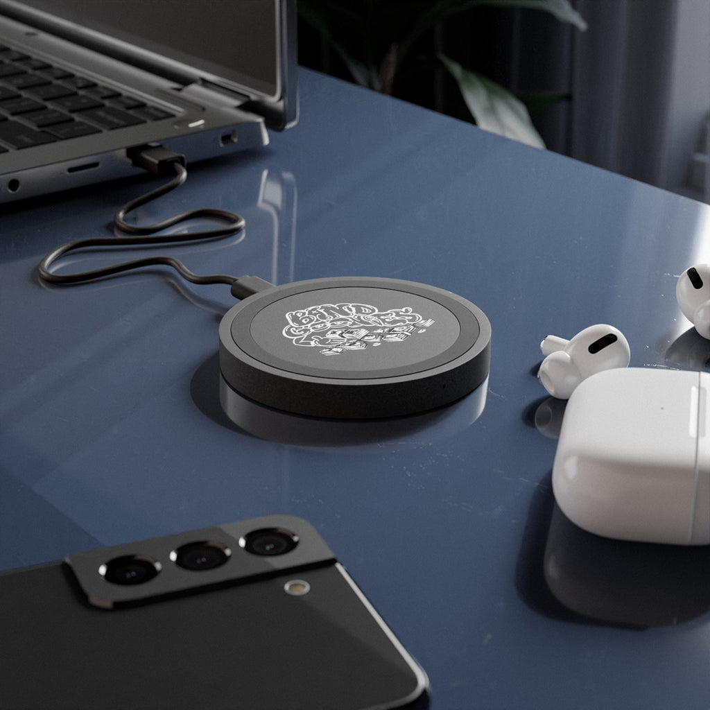 White & Black Band Goonies Wireless Charging Pad