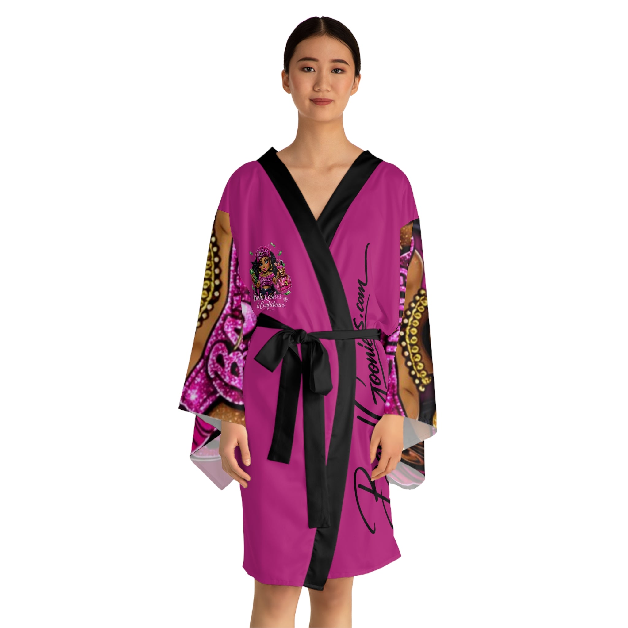 Long Sleeve Robe | Pink Girl Goonie "Cash, Lashes & Confidence"