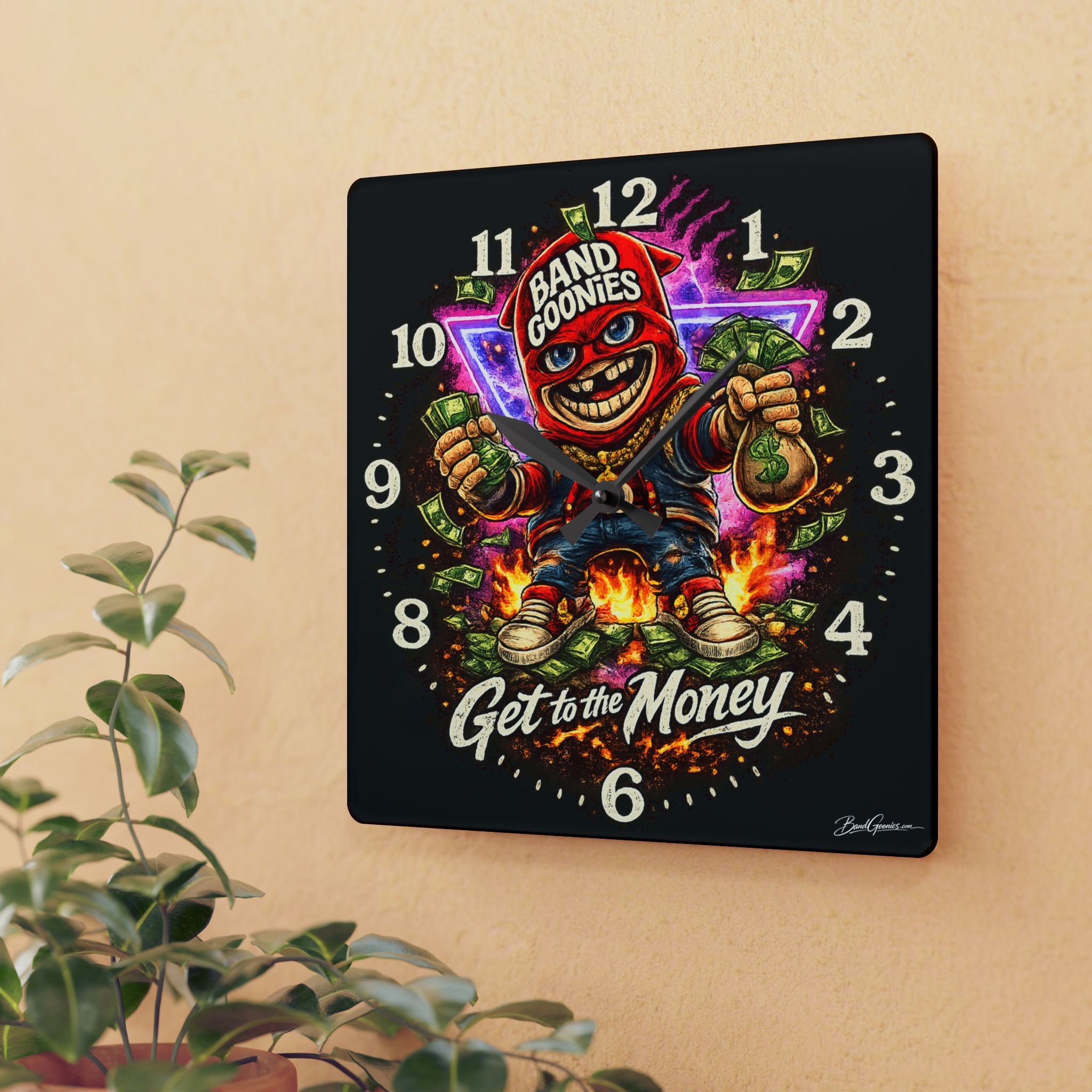 Acrylic Wall Clock | Red Band Goonie "Get to the Money"