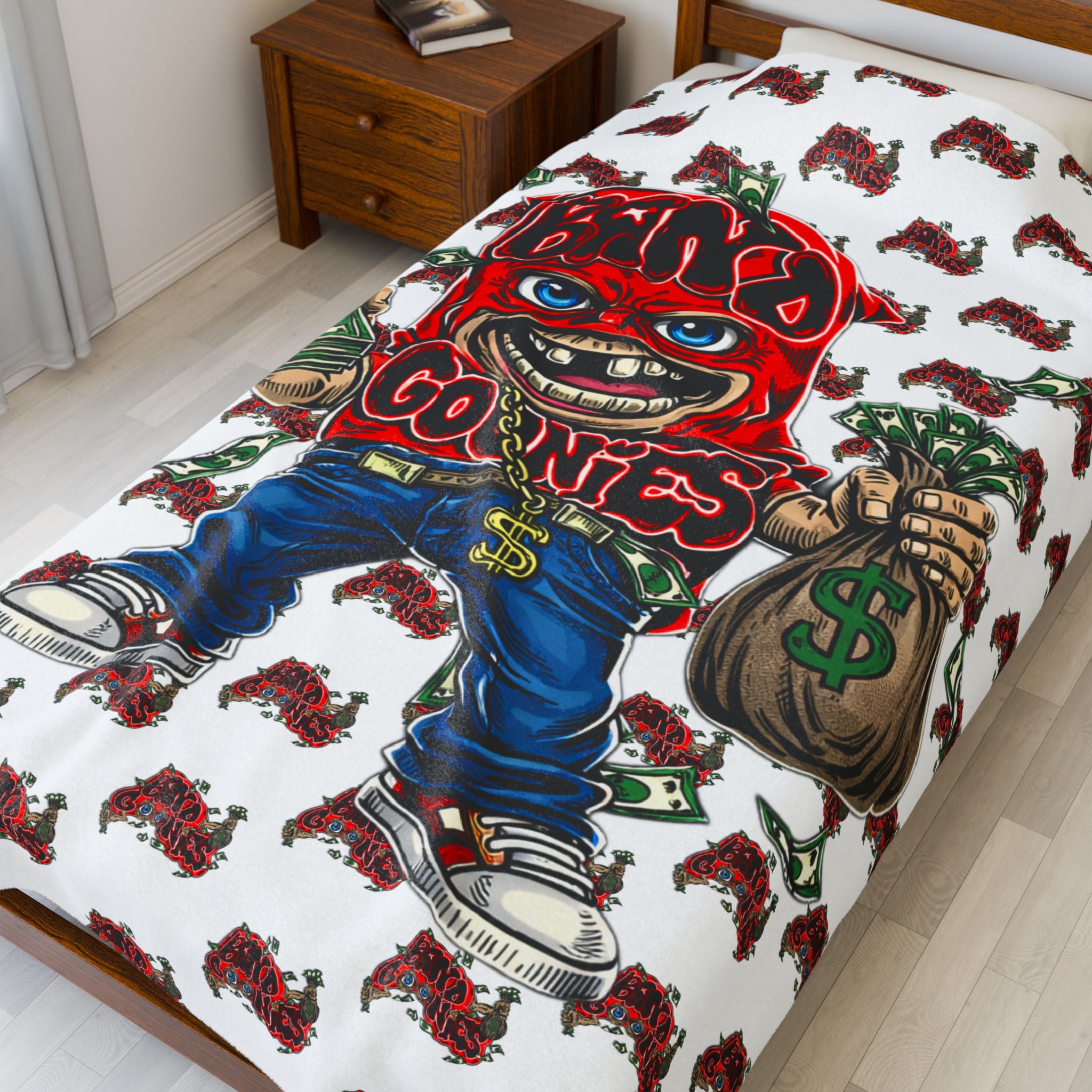 Velveteen Plush Blanket (White) | Red Goonie (60" x 80")