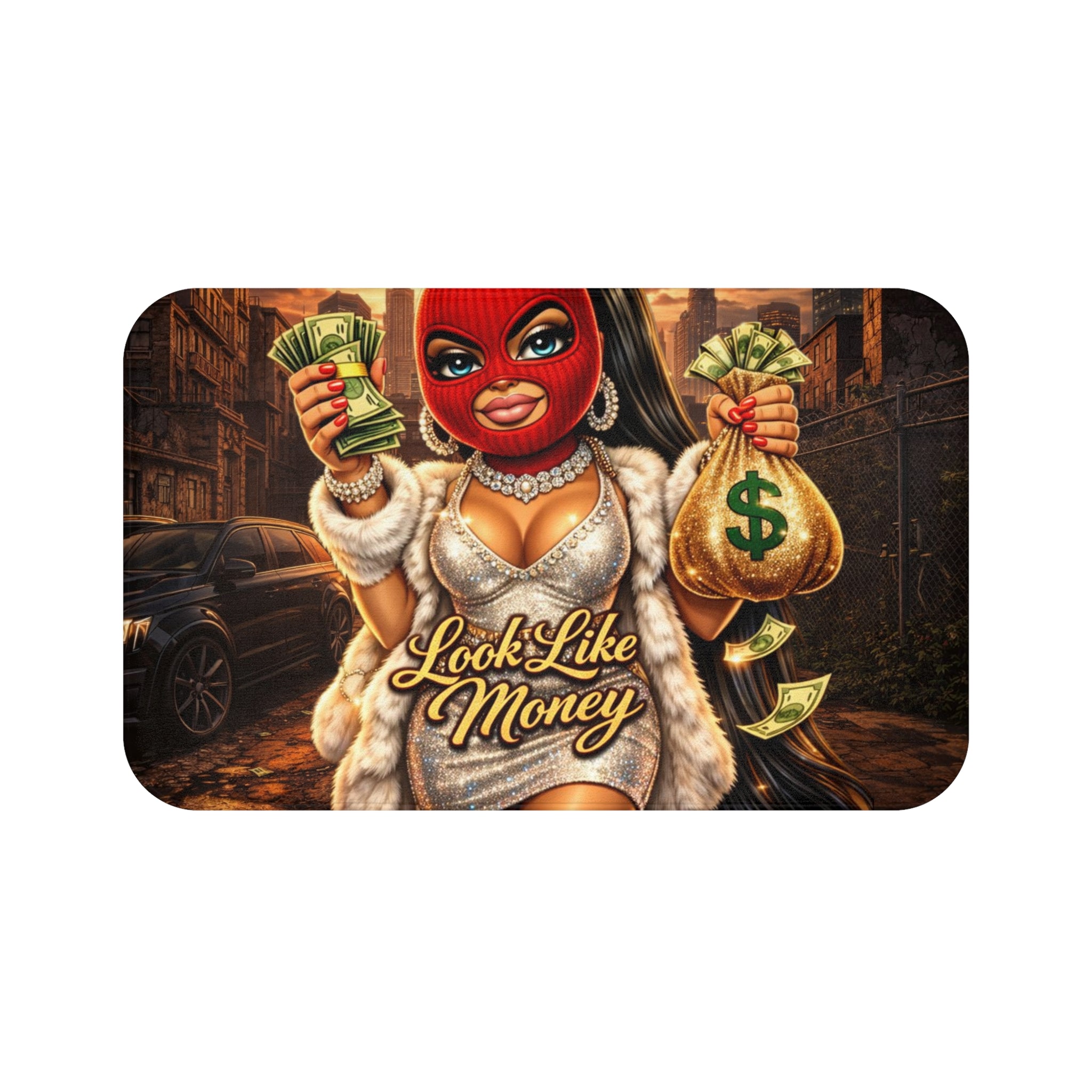 Bathroom Shower Mat | Red Girl Goonie "Looks Like Money"