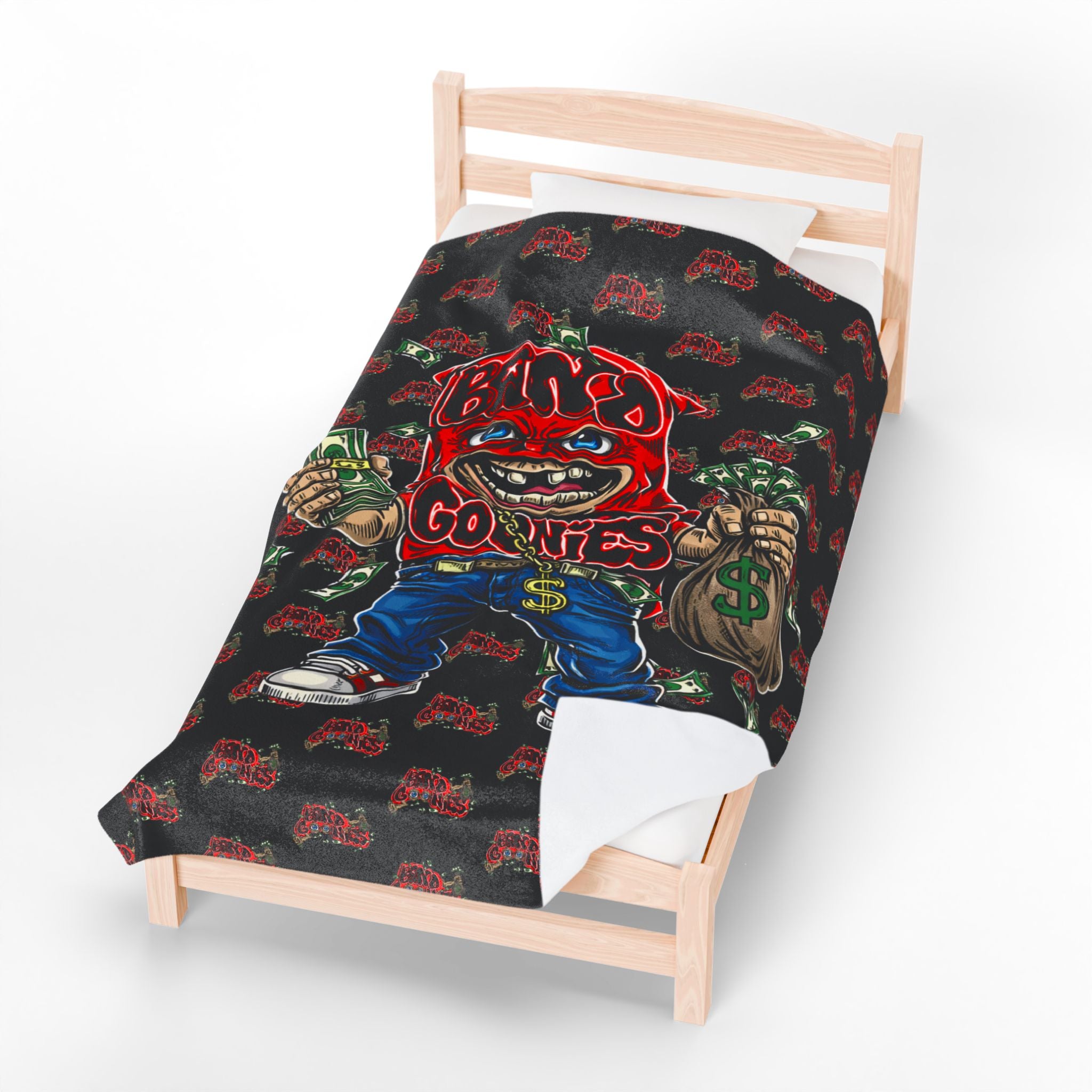 Velveteen Plush Blanket | Black & Red