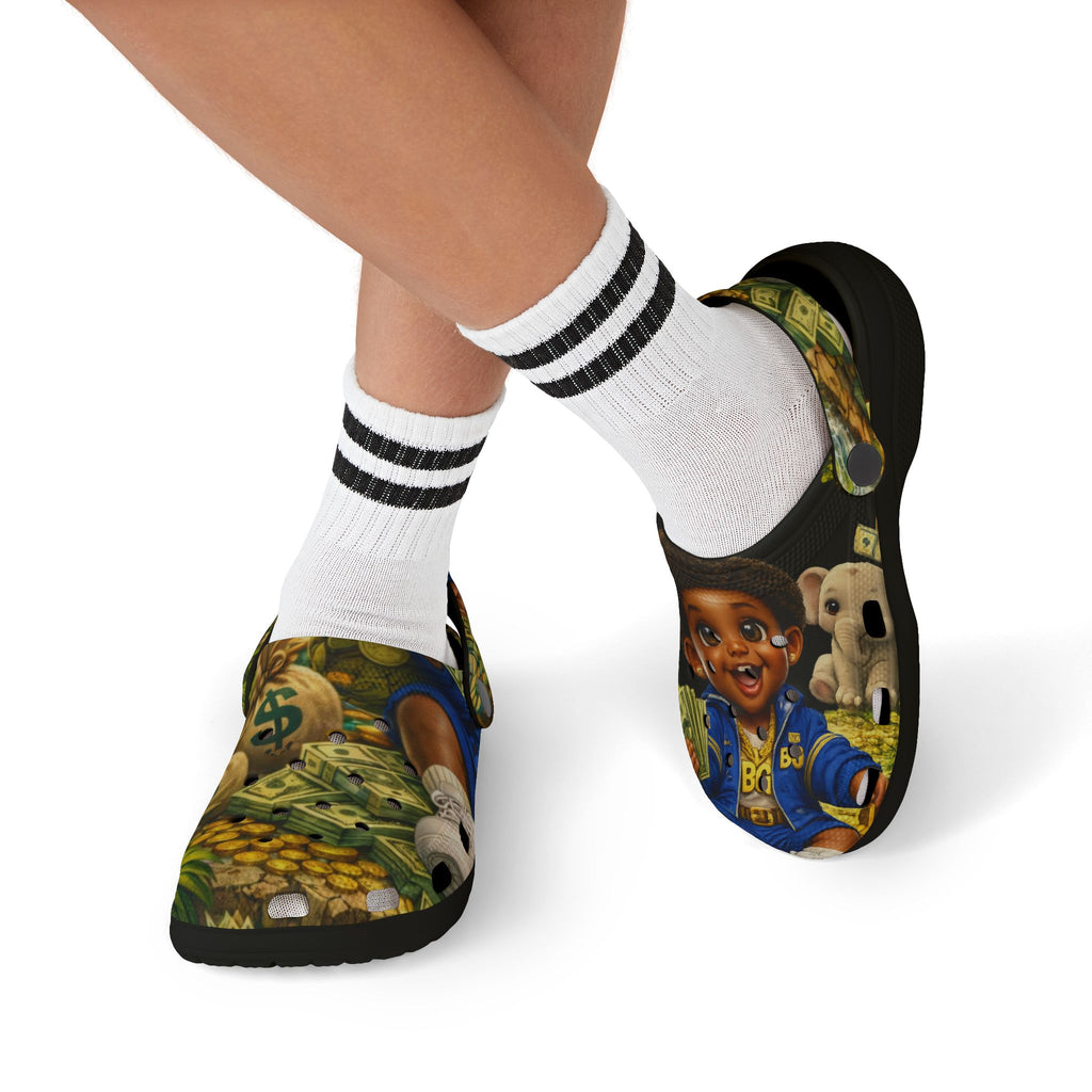 Kid's Foam Clogs (Black) | Safari BG Babies "Parrots & Pape"