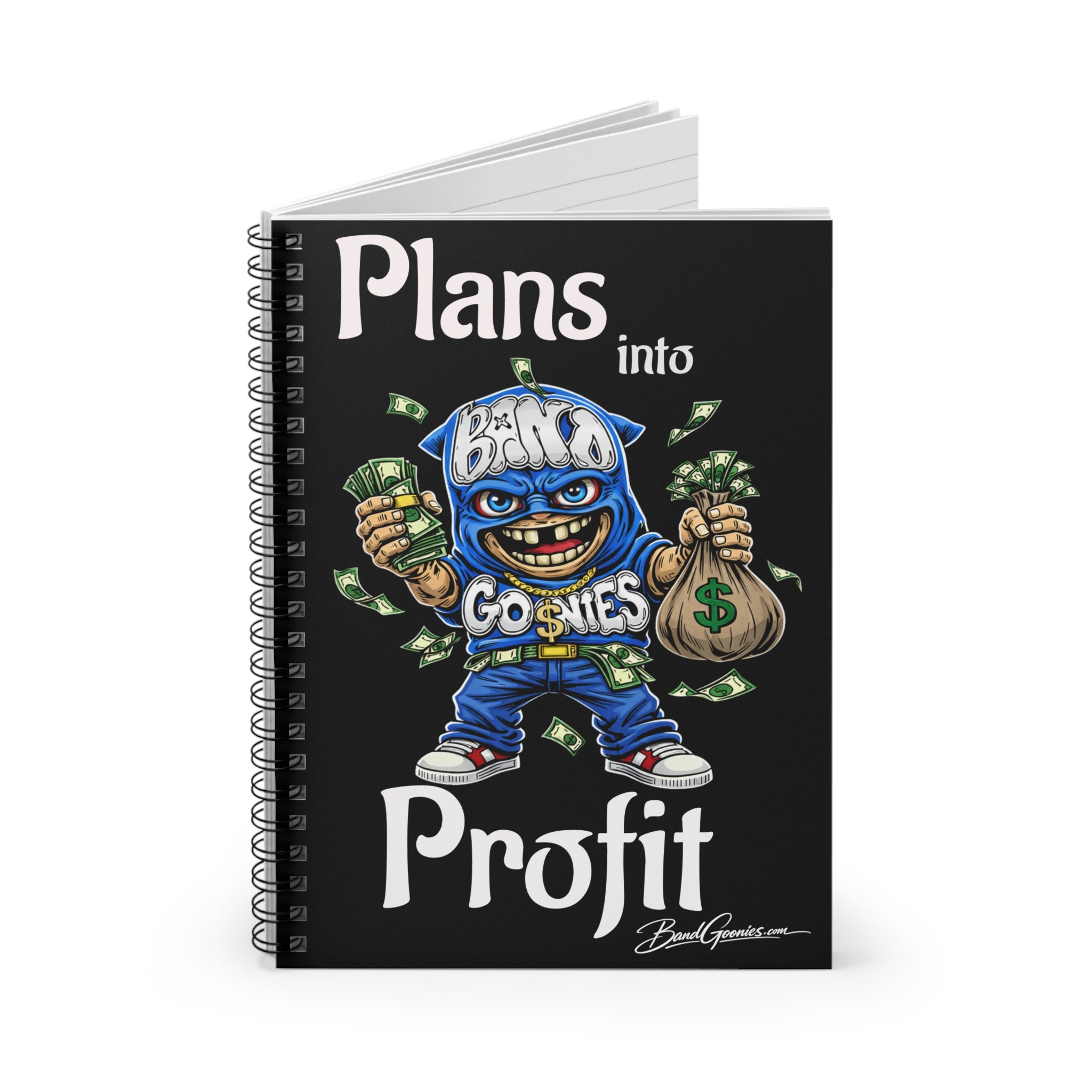"Plans into Profit" Blue Goonie | Spiral Notebook - Ruled Line (59 Sheets)