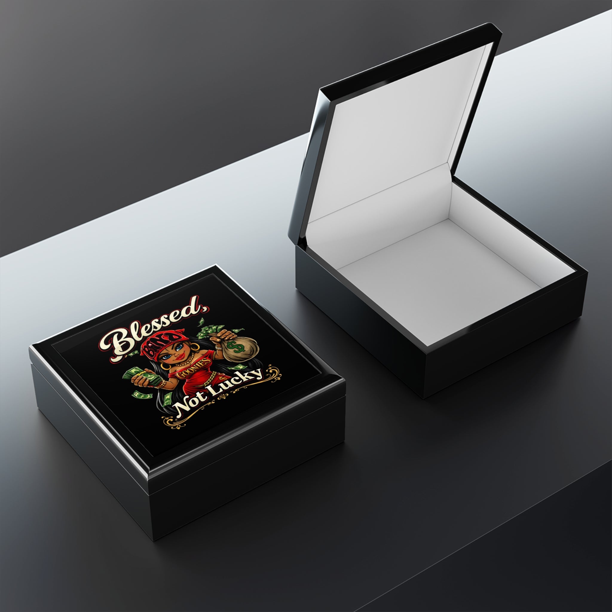 Jewelry Box | Red Girl Goonie "Blessed, not Lucky"