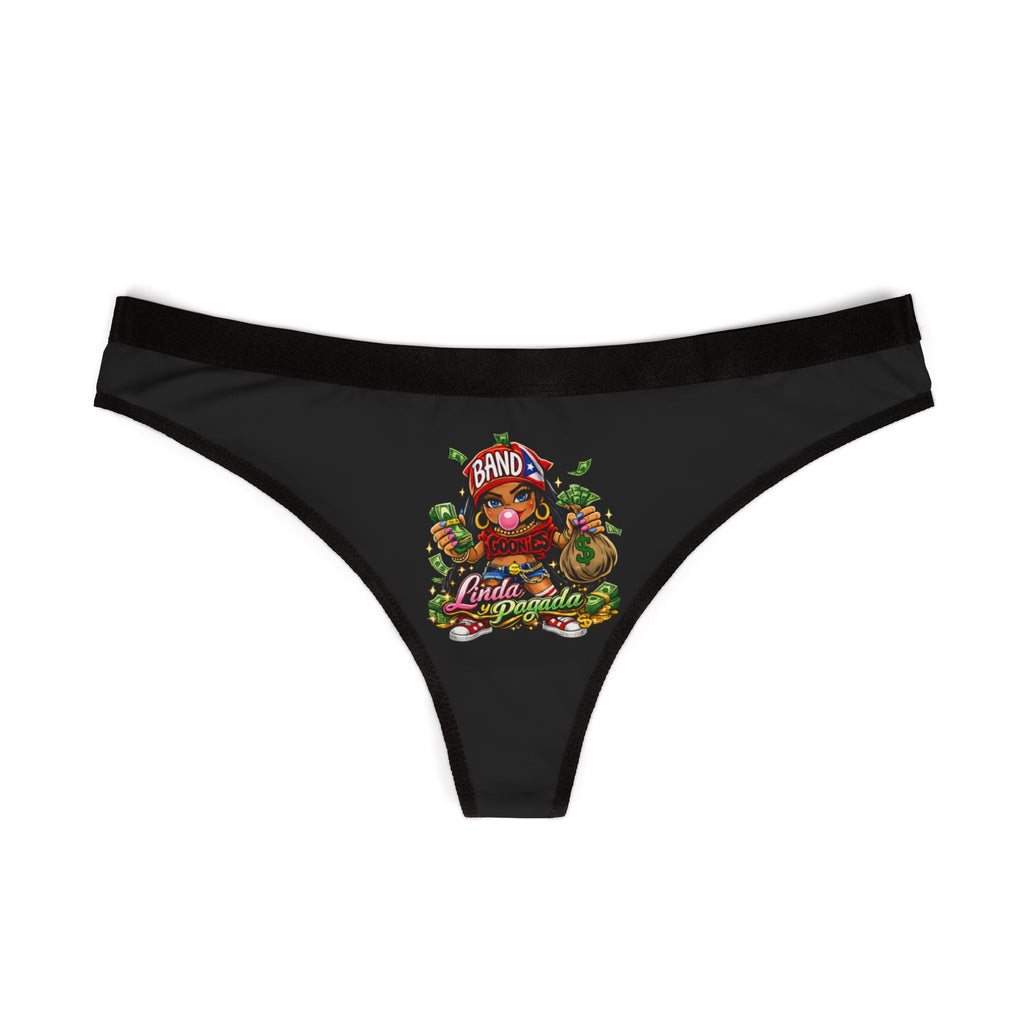 Women's Thongs (Black) | Red Girl goonie "Linda y Pagada"