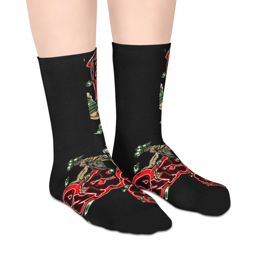 Black & Red Mid-length Socks