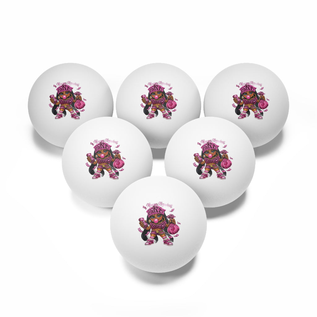 Ping Pong Balls, 6 pcs | Pink Girl Goonie "Money Mindset"
