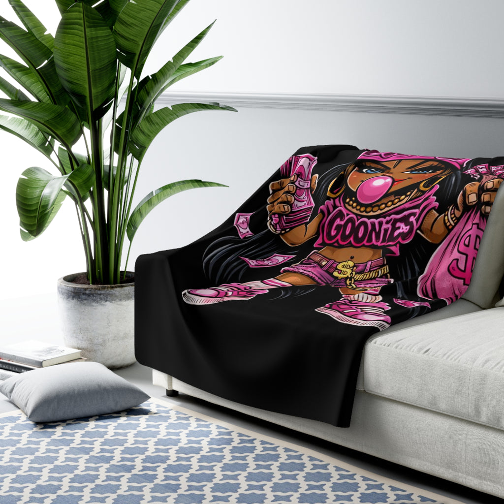Sherpa Fleece Blanket | Pink Girl Goonie "Money Mindset"
