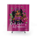 Bathroom Shower Curtain | Pink Girl Goonie "Cash, Lashes & Confidence"
