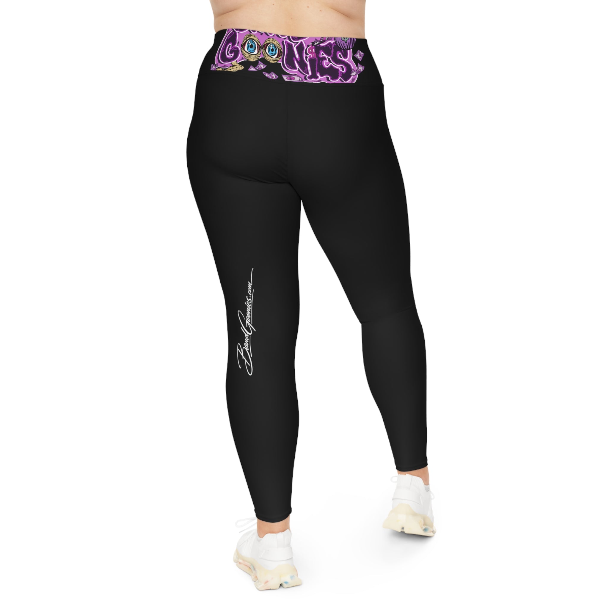 Plus Size Leggings (Black) | Purple Band Goonies