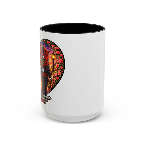 Accent Coffee Mug (15oz) | Red Goonie Couple "A Journey of a Thousand Miles Begins with a Single Step"