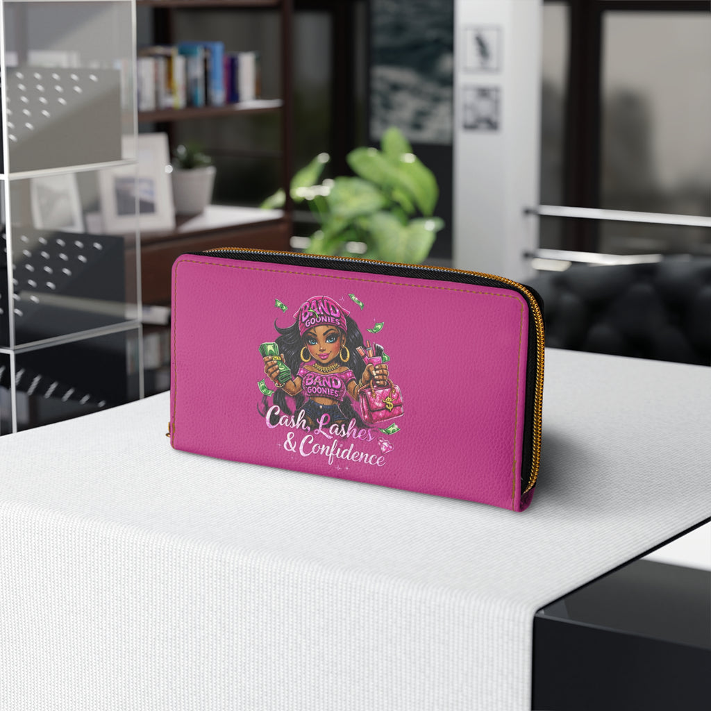 Zipper Wallet | Pink Girl Goonie "Cash, Lashes & Confidence"