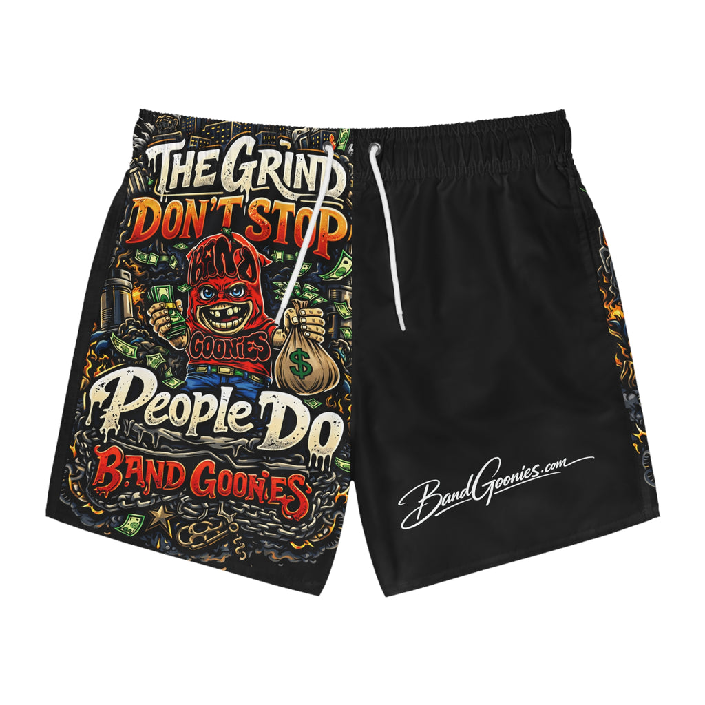 Swim Trunks | Red Goonie "The Grind Don't Stop, People Do"