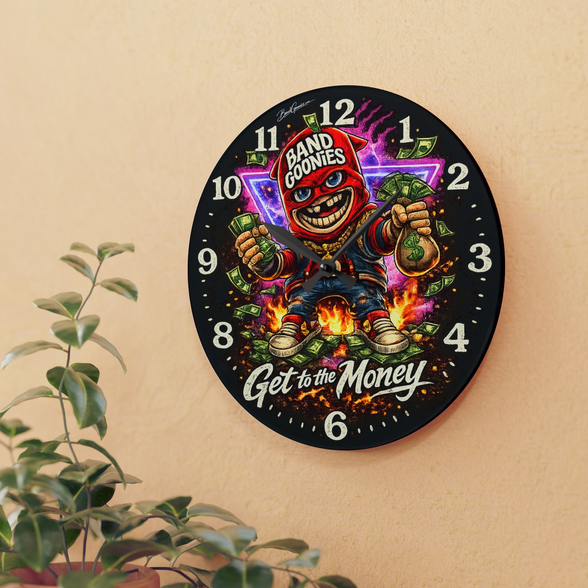 Acrylic Wall Clock | Red Band Goonie "Get to the Money"