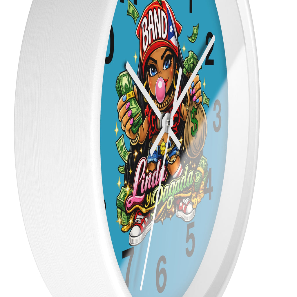 Wall Clock | Girl Goonie "Linda y Pagada" (Round 10" x 10")