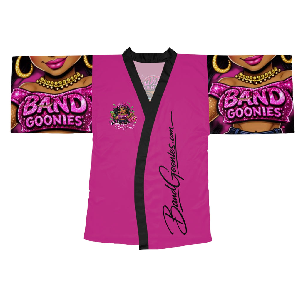Long Sleeve Robe | Pink Girl Goonie "Cash, Lashes & Confidence"