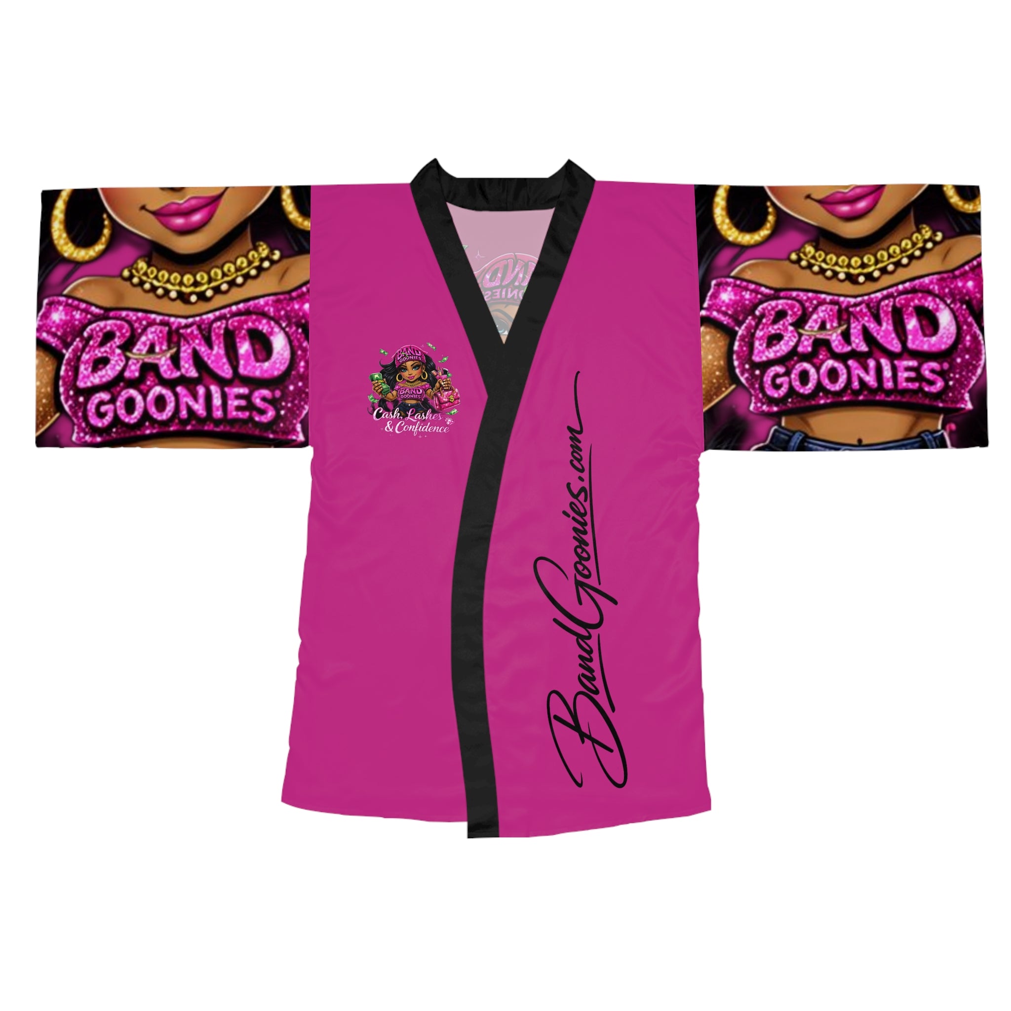 Long Sleeve Robe | Pink Girl Goonie "Cash, Lashes & Confidence"