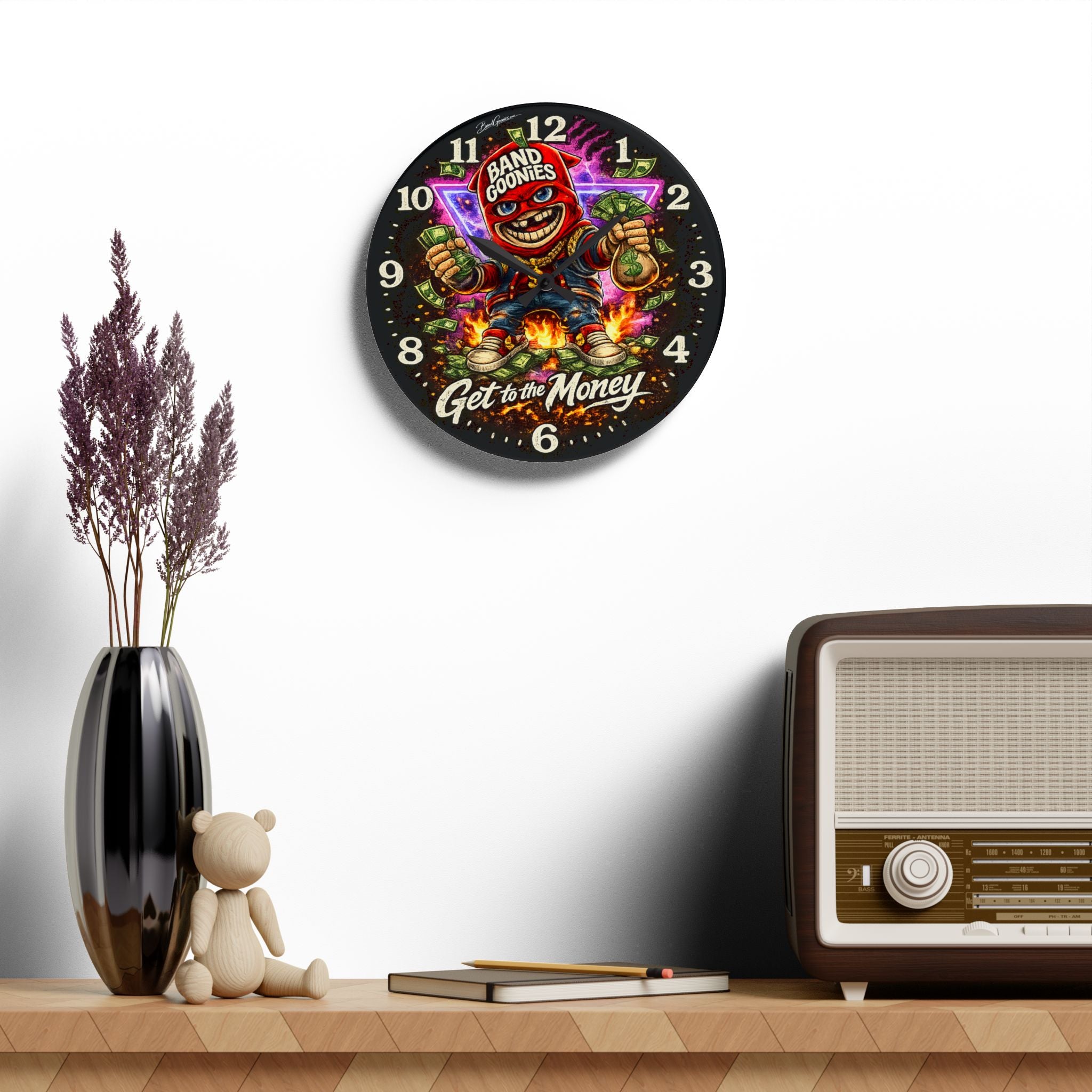 Acrylic Wall Clock | Red Band Goonie "Get to the Money"