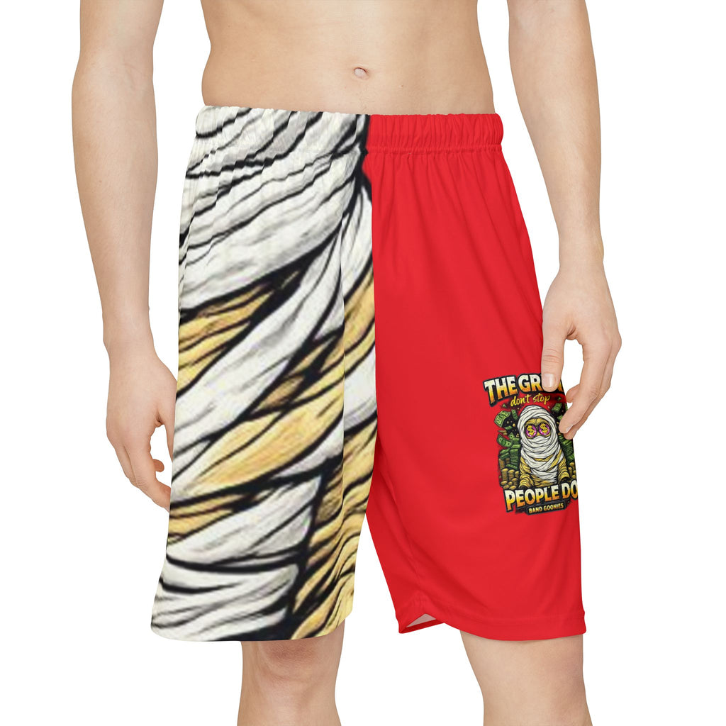 Men’s Sports Shorts (Red) | OG Goonie "The Grind Don't Stop, People Do"