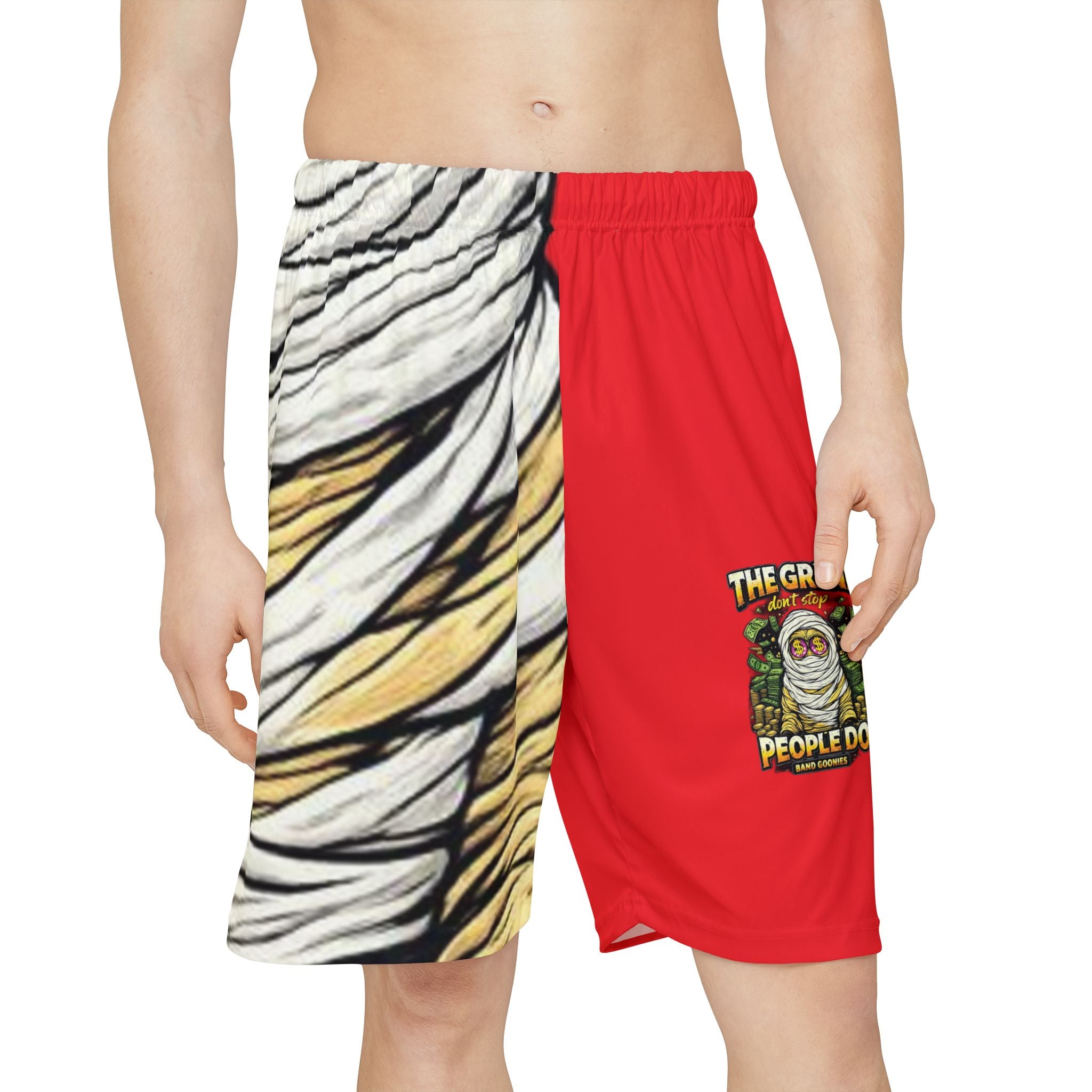 Men’s Sports Shorts (Red) | OG Goonie "The Grind Don't Stop, People Do"