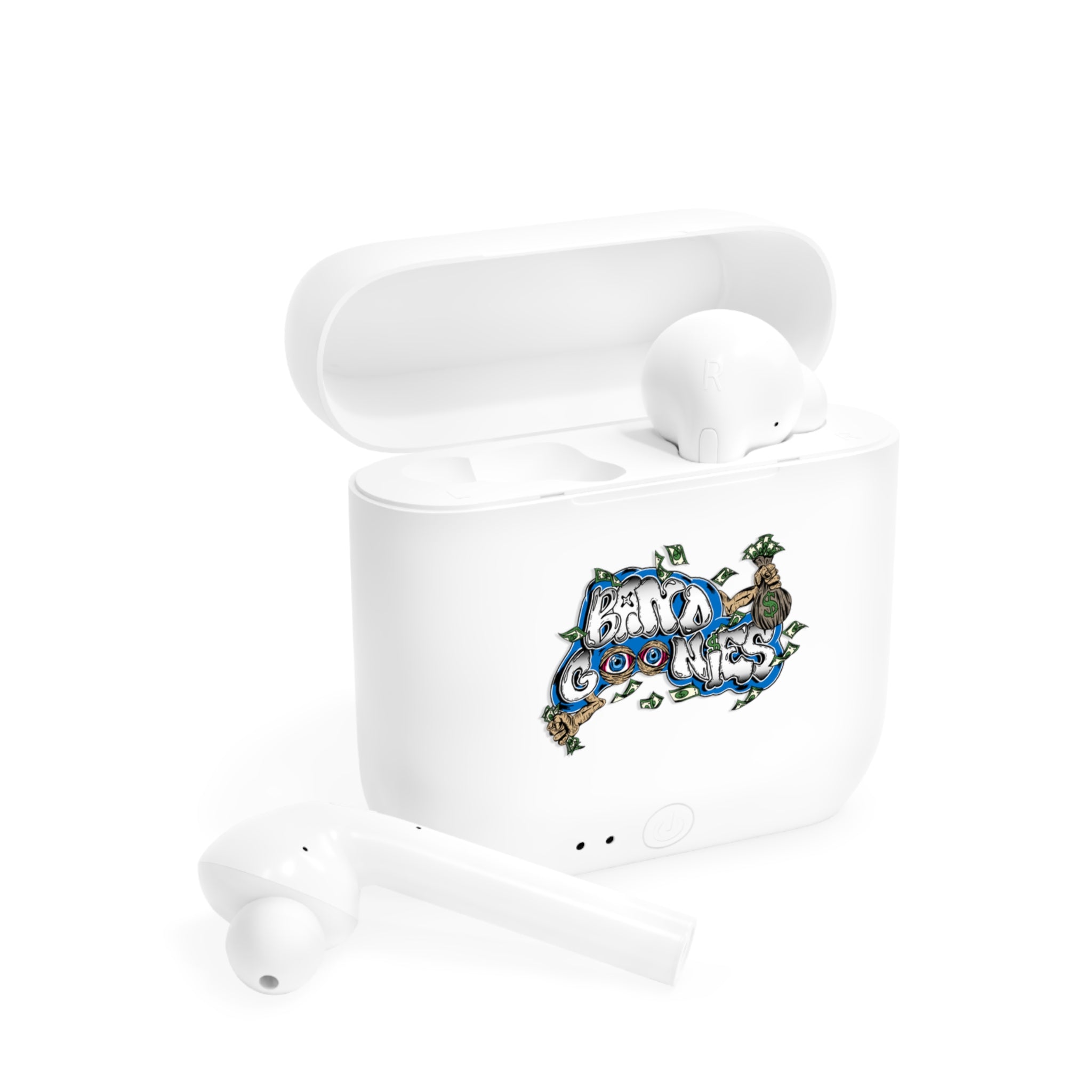 Blue & White Band Goonies Wireless Earbuds