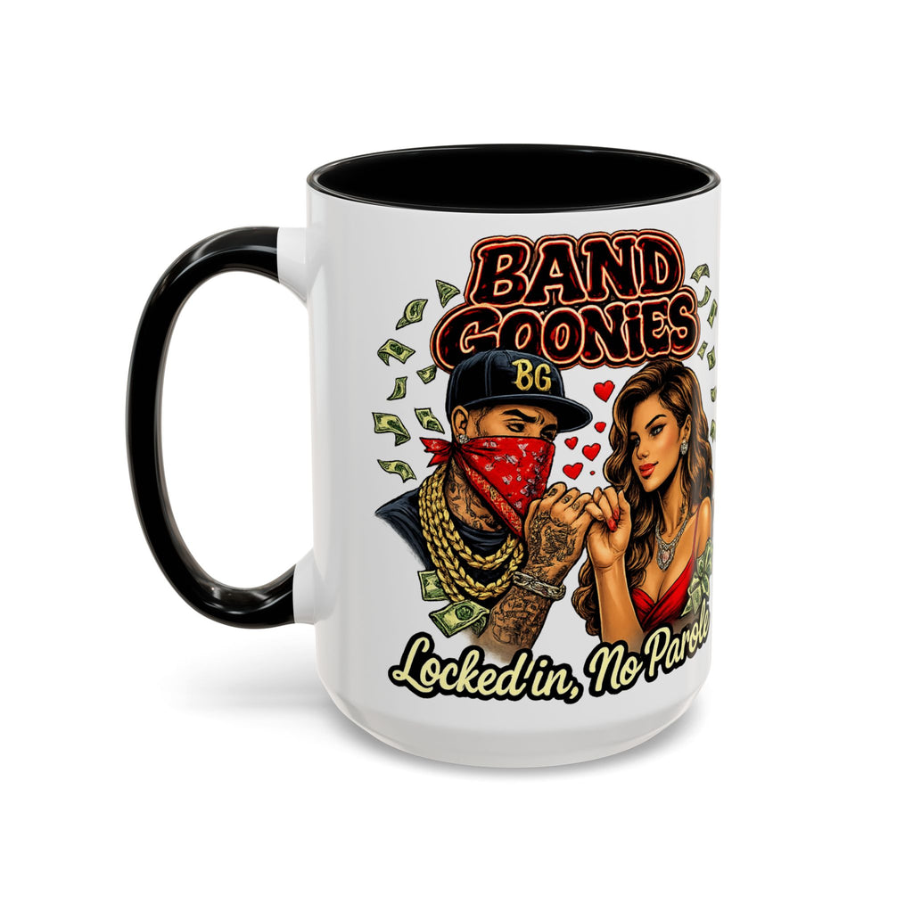 Accent Coffee Mug (15oz) | Bandana Goonie Couple "Locked in, No Parole"