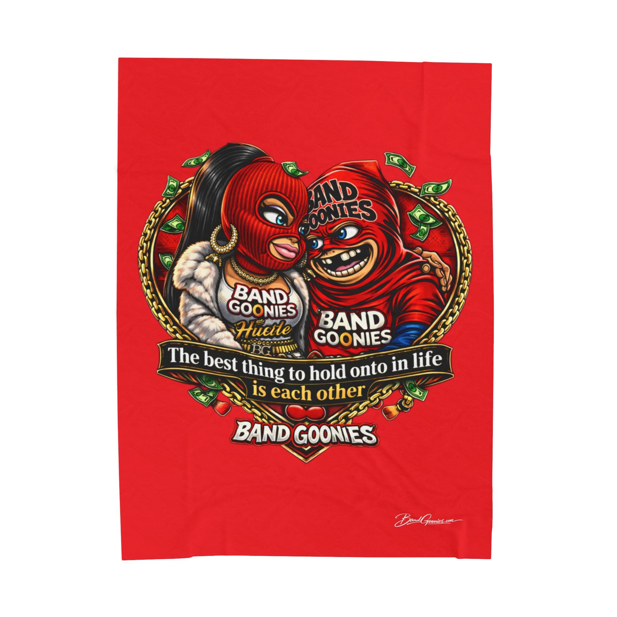 Love Velveteen Plush Blanket (Red) | Red Goonie Couple "A Journey of a Thousand Miles Begins with a Single Step"