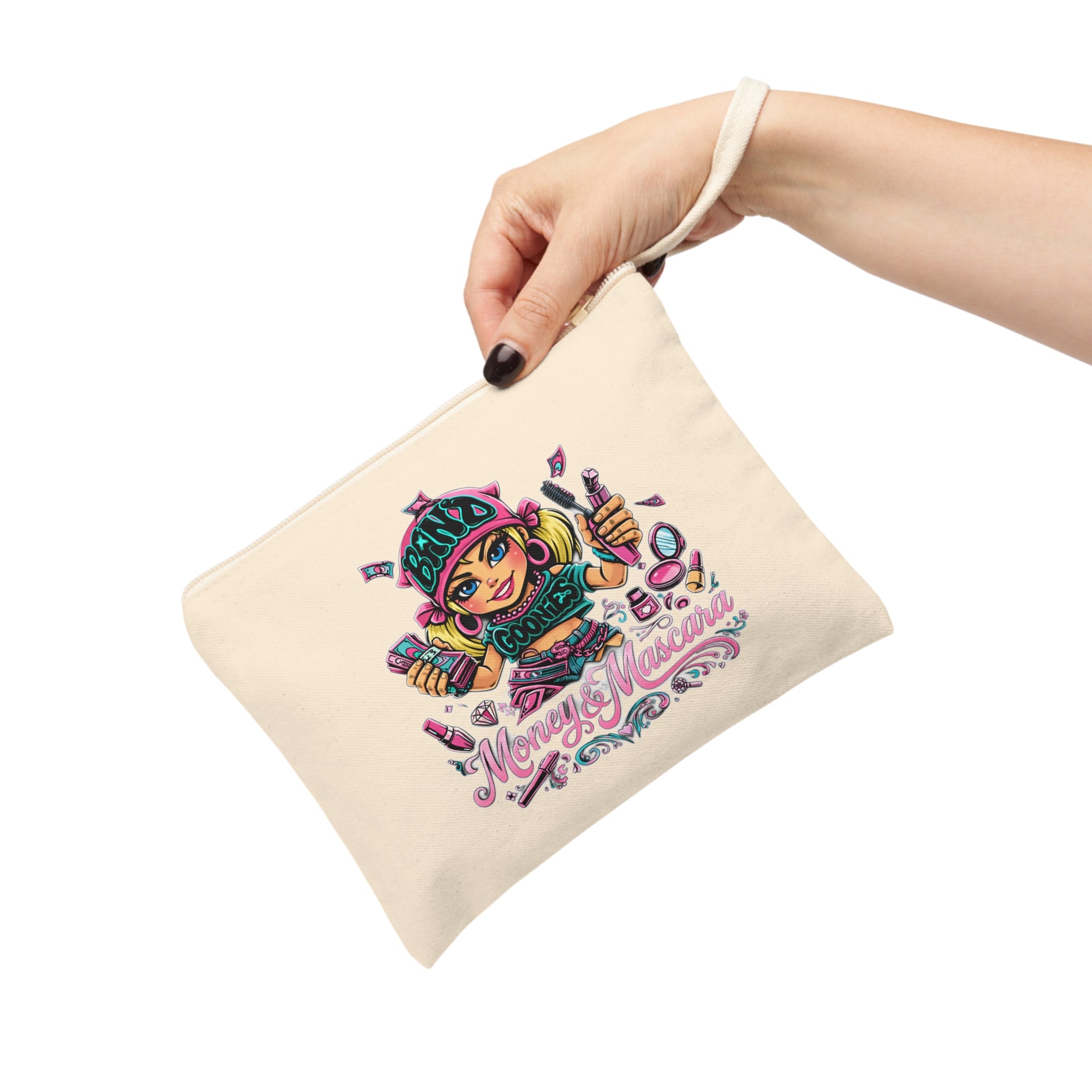 Accessory Zipper Pouch | Pink Girl Goonie "Money & Mascara"