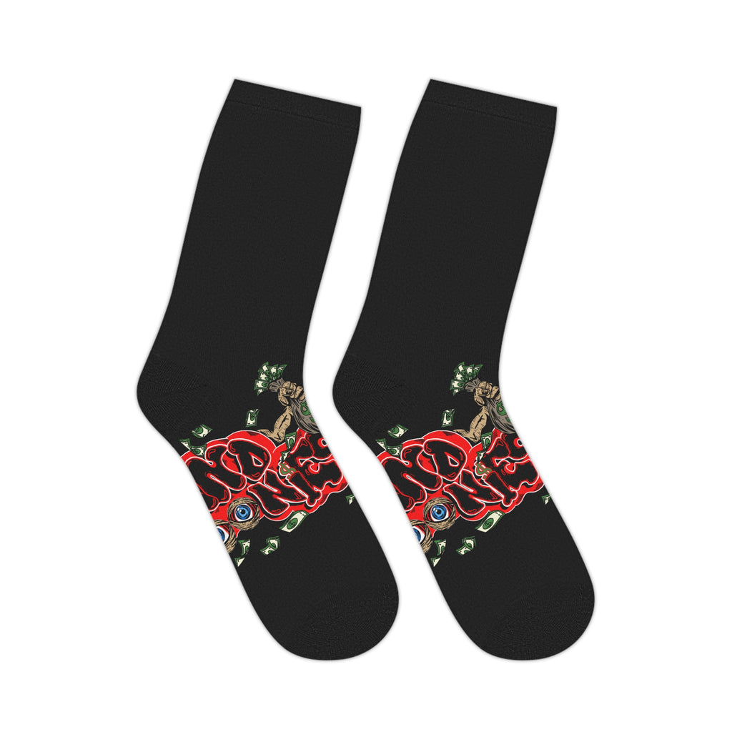 Black & Red Mid-length Socks