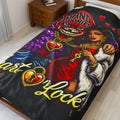 Love Velveteen Plush Blanket (Black) | Red Goonie Couple "Heart on Lock"