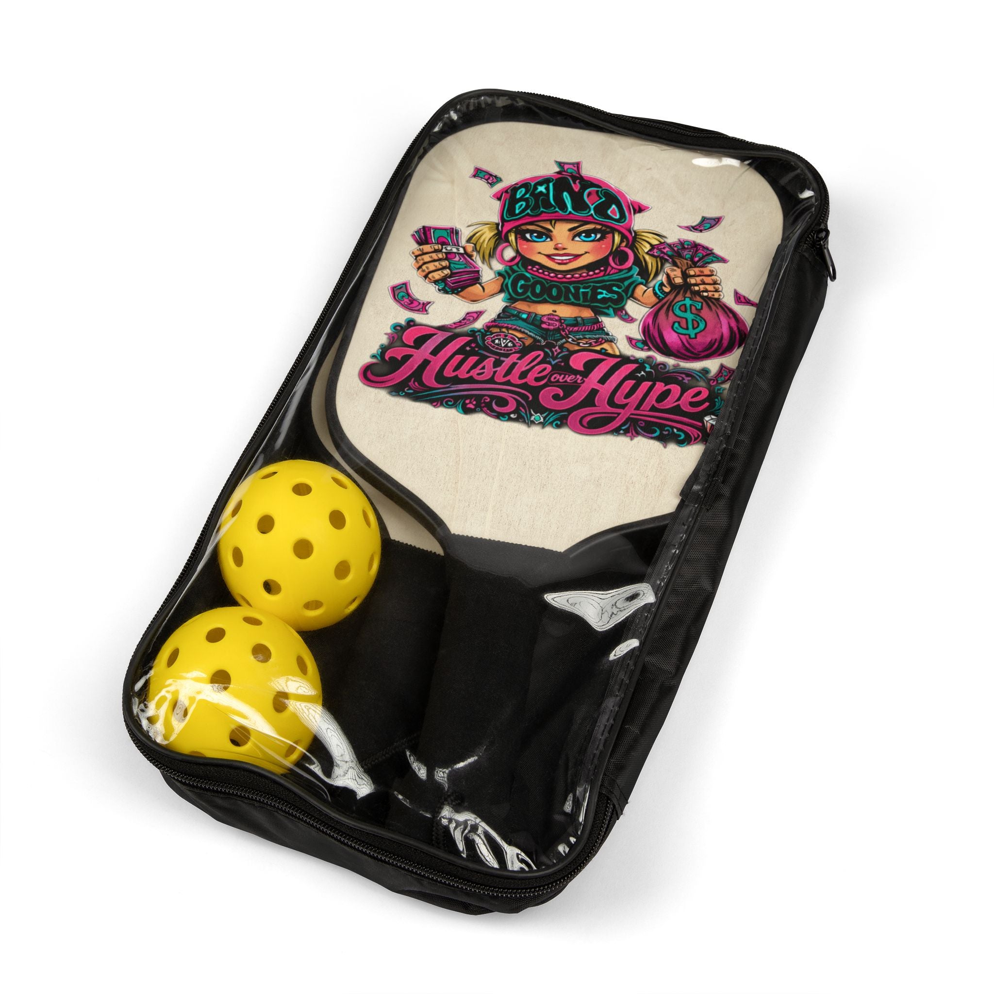 Pickleball Kit | Pink & Teal Girl Goonie "Hustle over Hype"