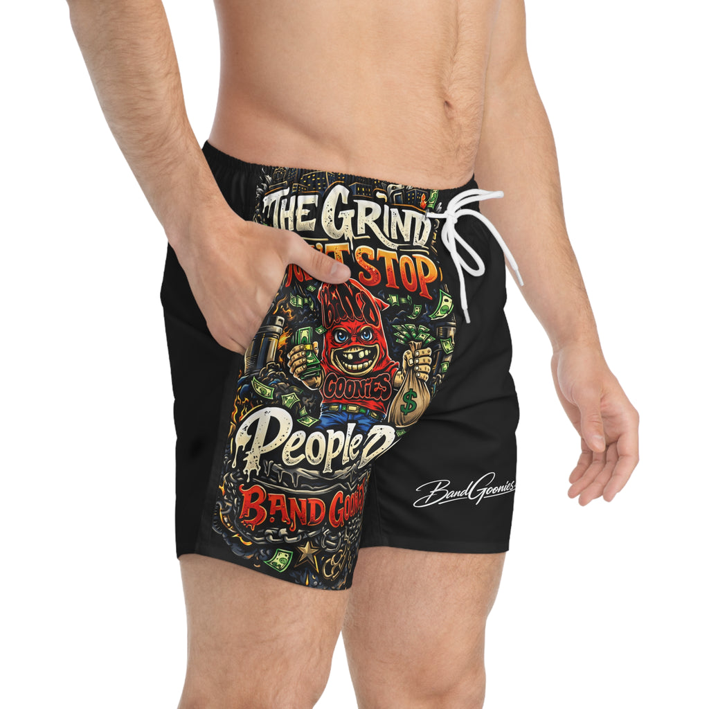 Swim Trunks | Red Goonie "The Grind Don't Stop, People Do"