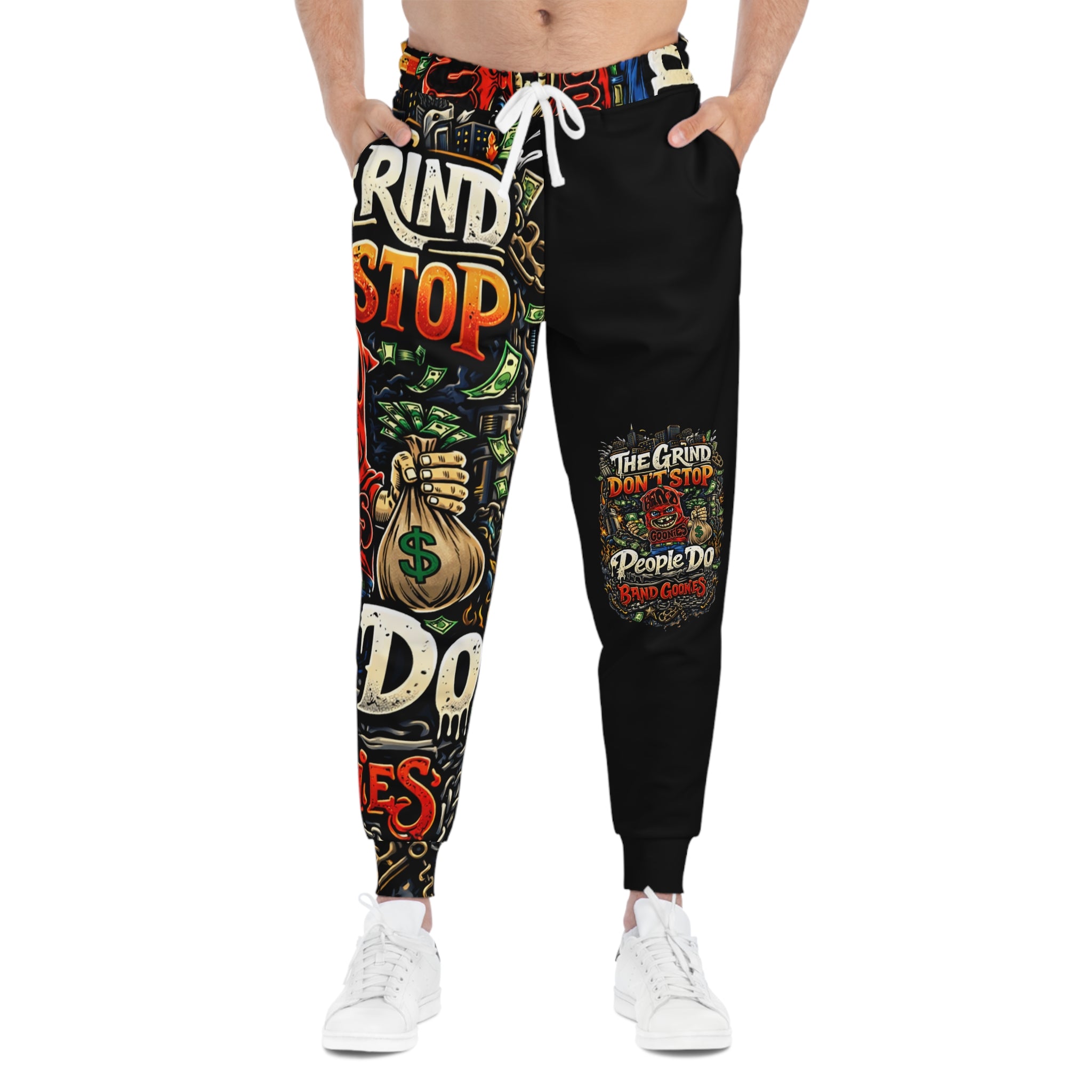 Athletic Joggers (Black) | Red Band Goonie "The Grind Don't Stop, People Do"