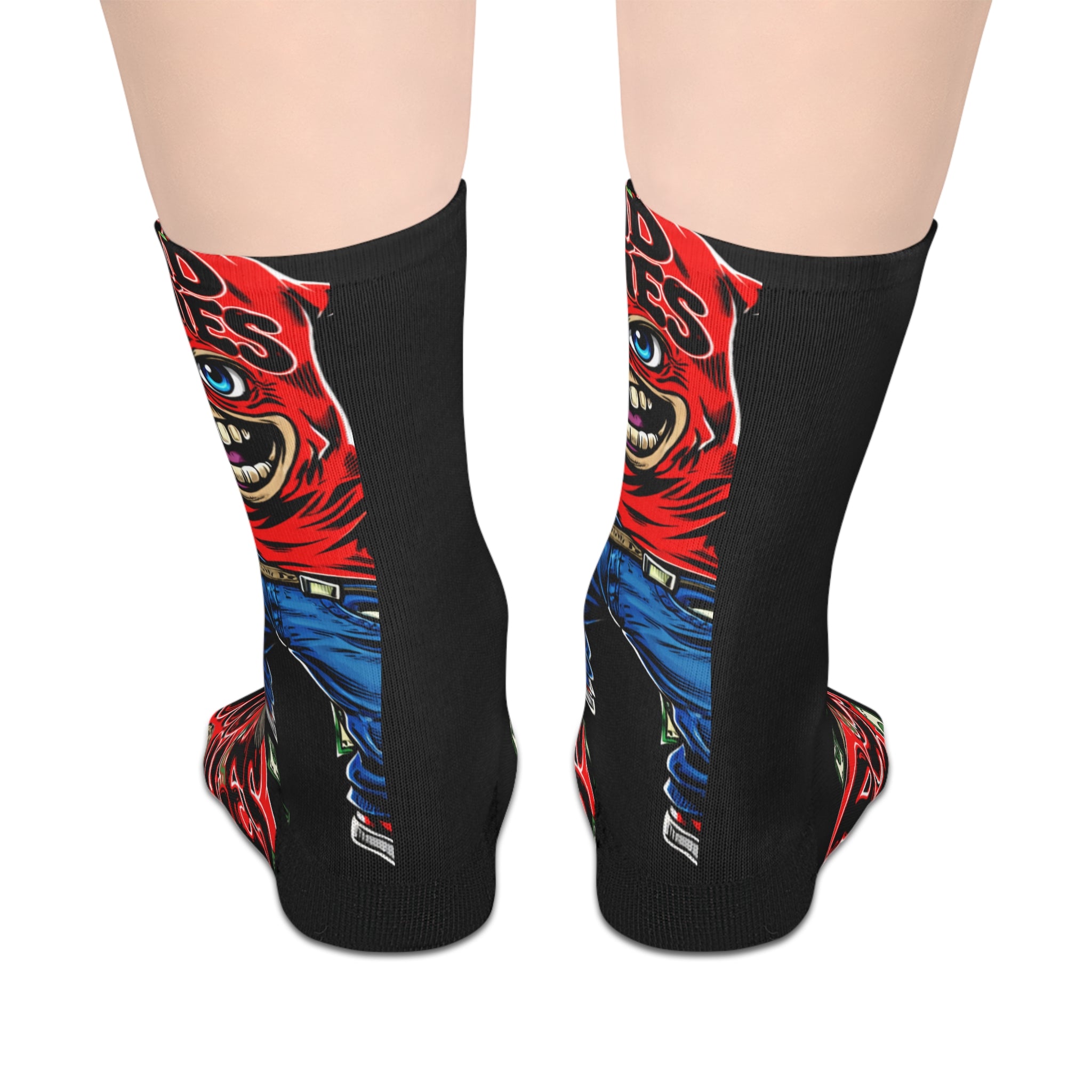 Black & Red Mid-length Socks