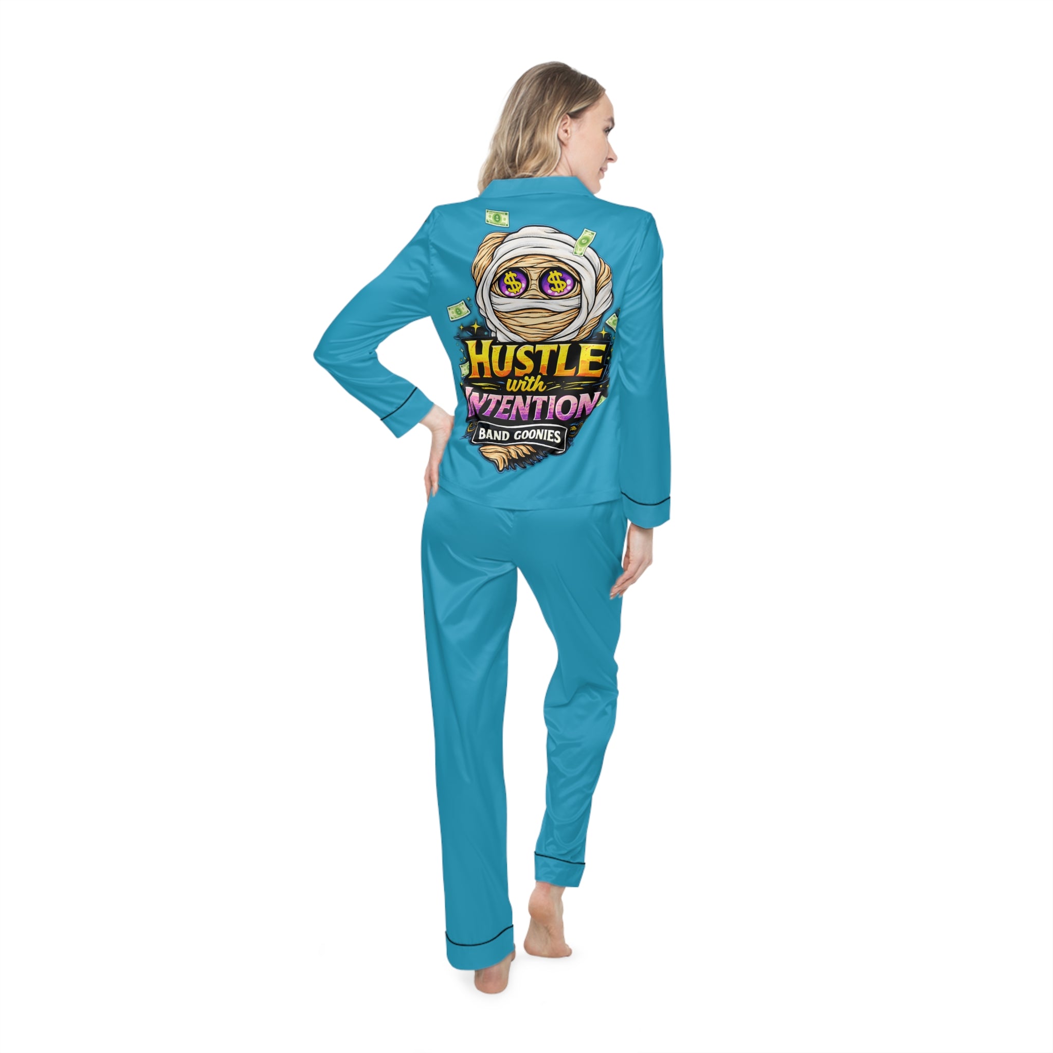 Women's Satin Pajamas | Orange & Purple OG Goonie "Hustle with Intention"