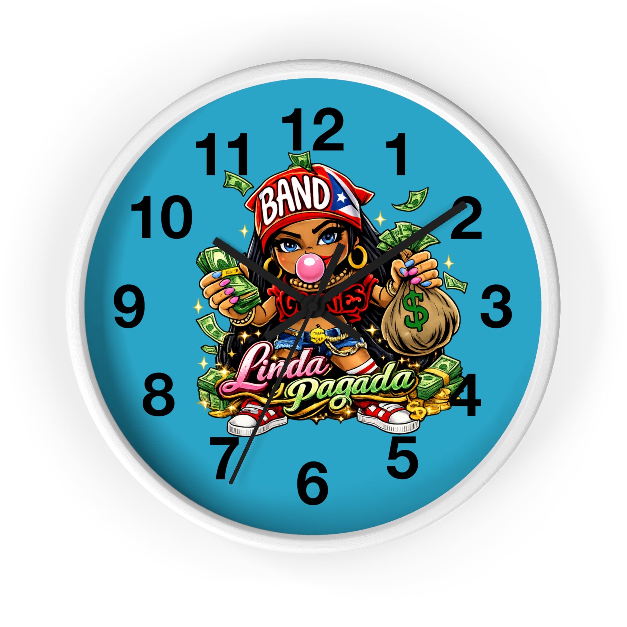 Wall Clock | Girl Goonie "Linda y Pagada" (Round 10" x 10")
