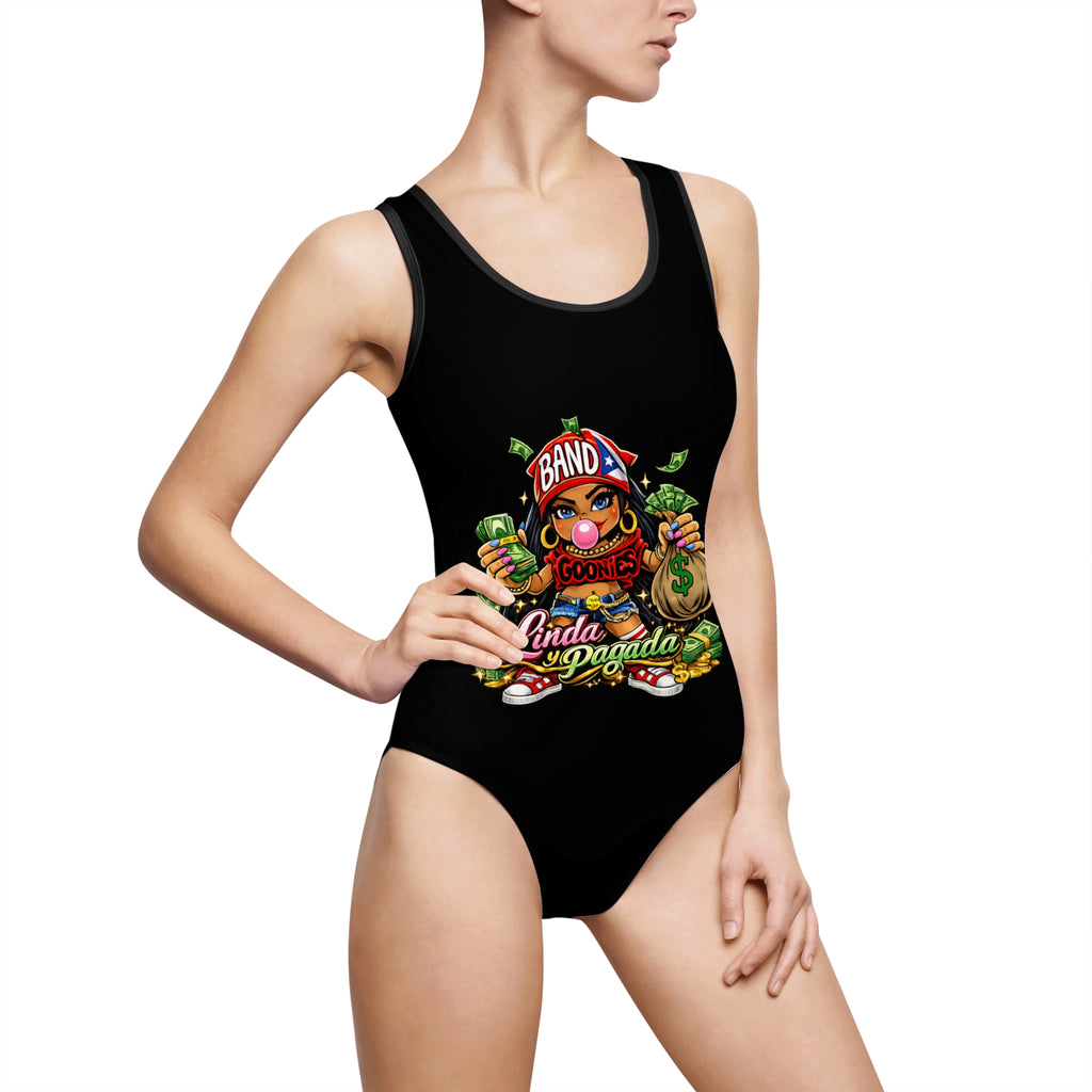 Women's Classic One-Piece Swimsuit | Red Girl Goonie "Linda y Pagada"