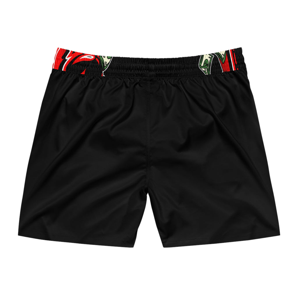 Men's Mid-Length Swim Shorts | Black & Red
