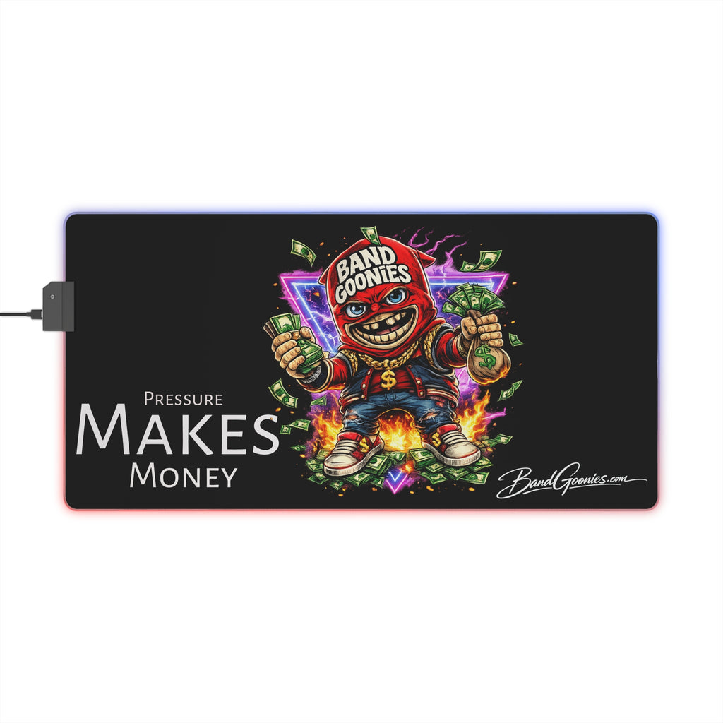 "Pressure Makes Money" | Red Goonie LED Gaming Mouse Pad