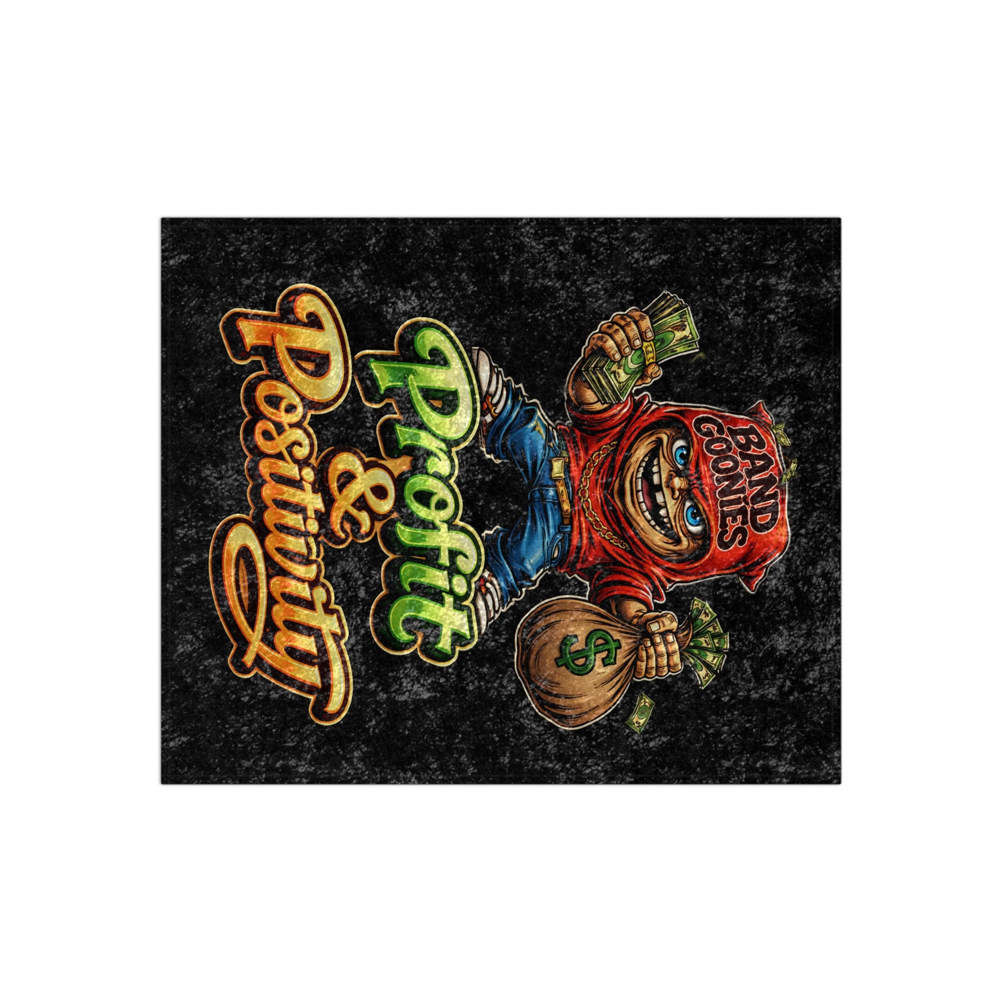 Crushed Velvet Blanket "Profit & Positivity" Red Goonie